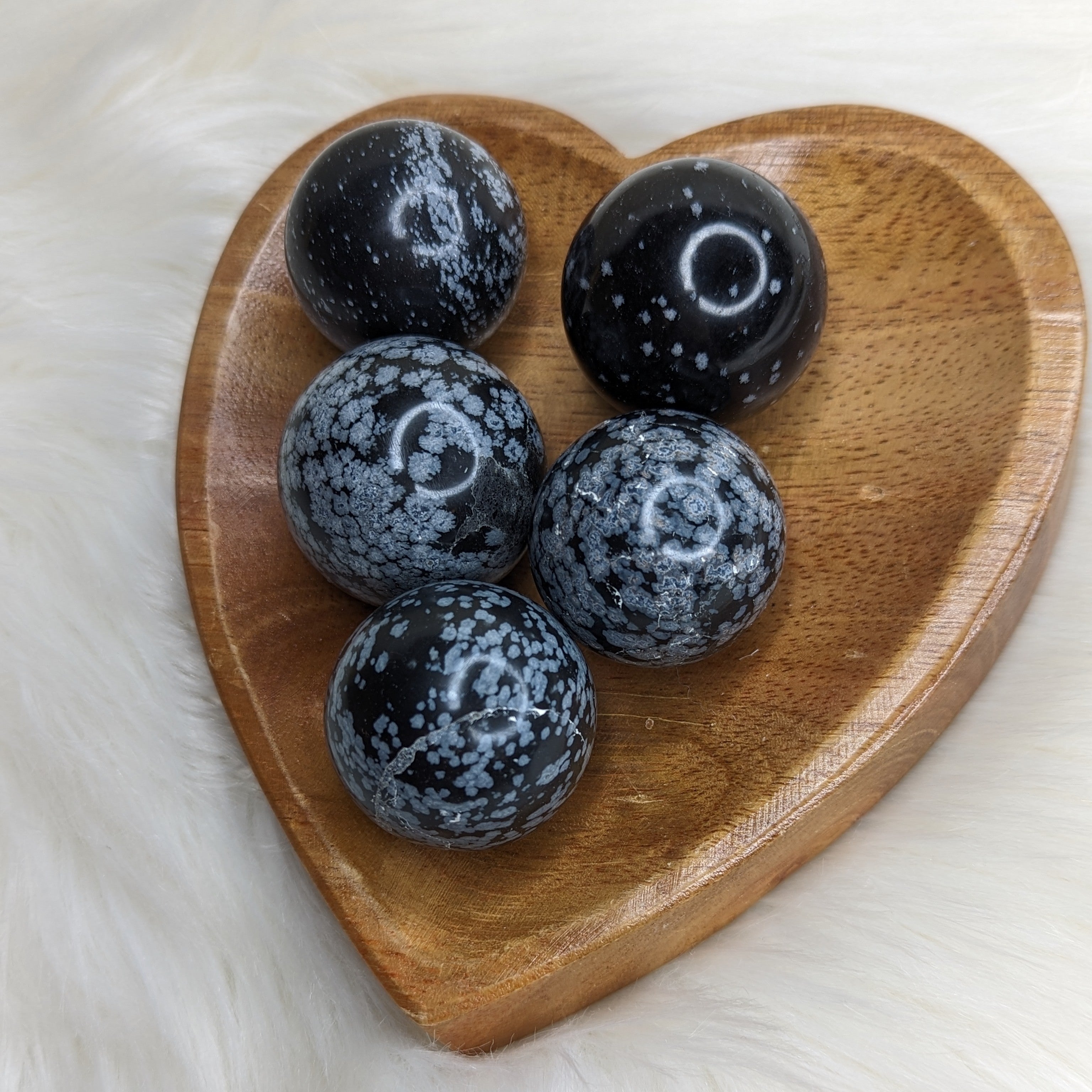 Snowflake Obsidian Spheres ~ Root, Earth Star and Third Eye Activation~ - Earth Family Crystals