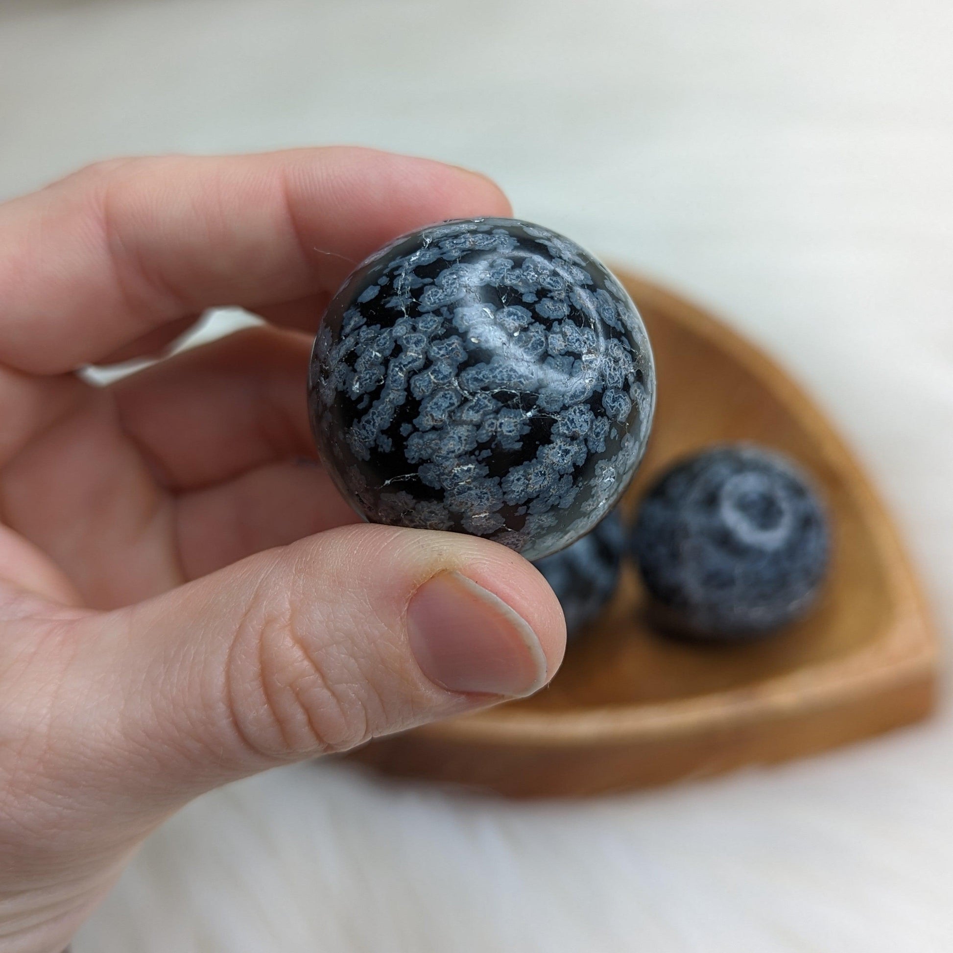 Snowflake Obsidian Spheres ~ Root, Earth Star and Third Eye Activation~ - Earth Family Crystals