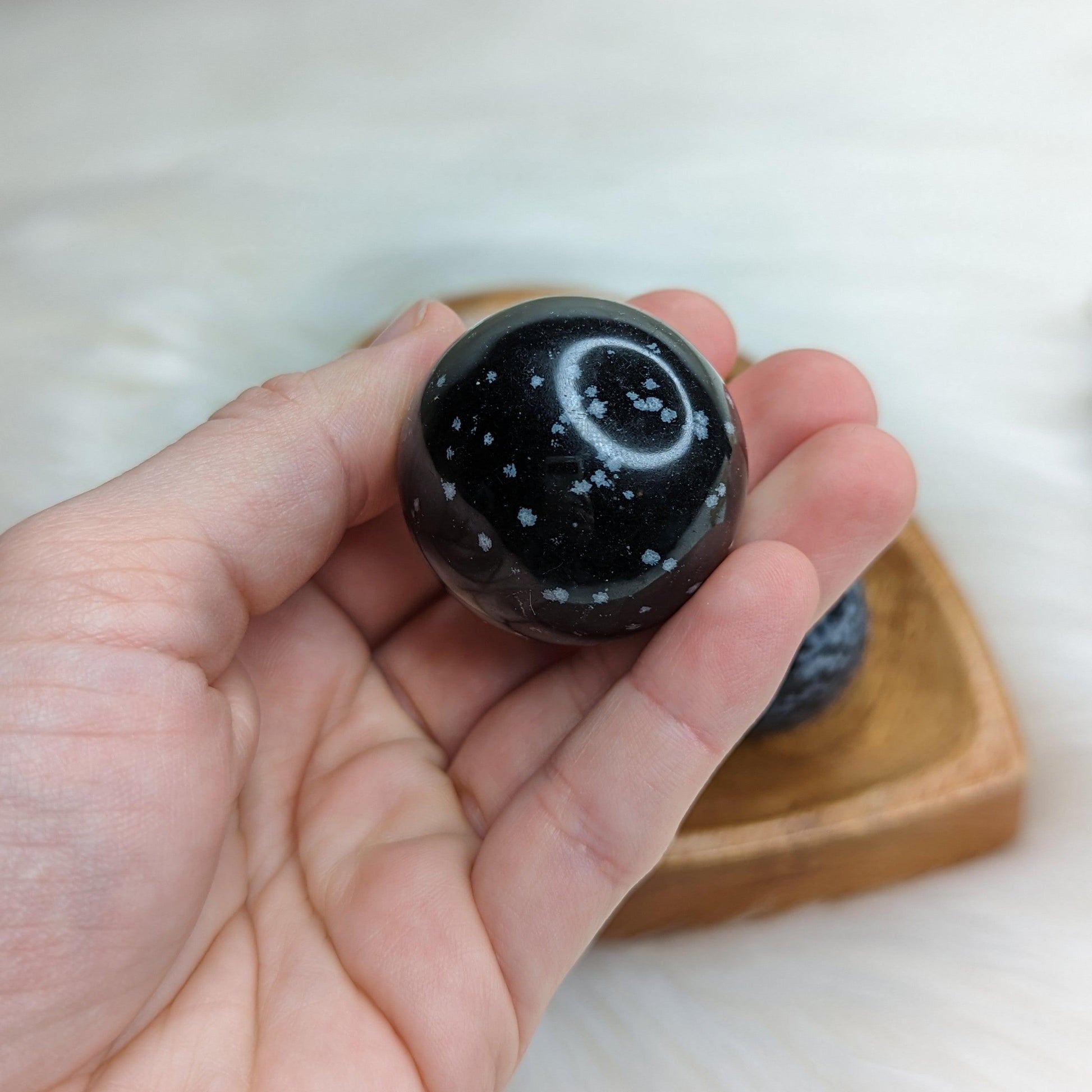 Snowflake Obsidian Spheres ~ Root, Earth Star and Third Eye Activation~ - Earth Family Crystals