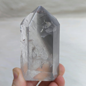 Amazing~ Clear with Grey Phantoms~ Clear Quartz Polished Point ~AA Grade from Brazil - Earth Family Crystals