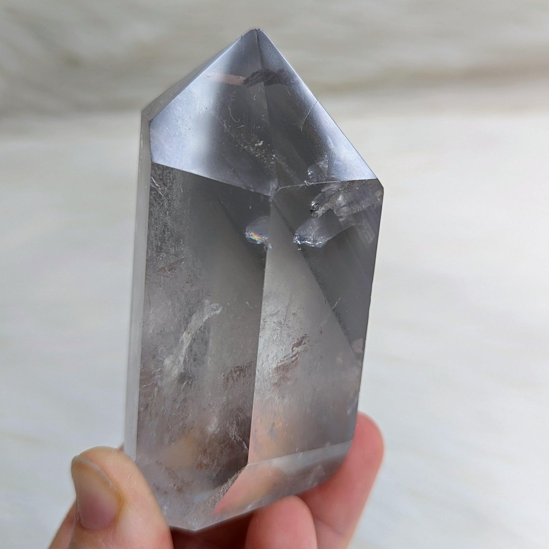 Clear Quartz Polished Point AA Grade Brazil Amazing Phantoms