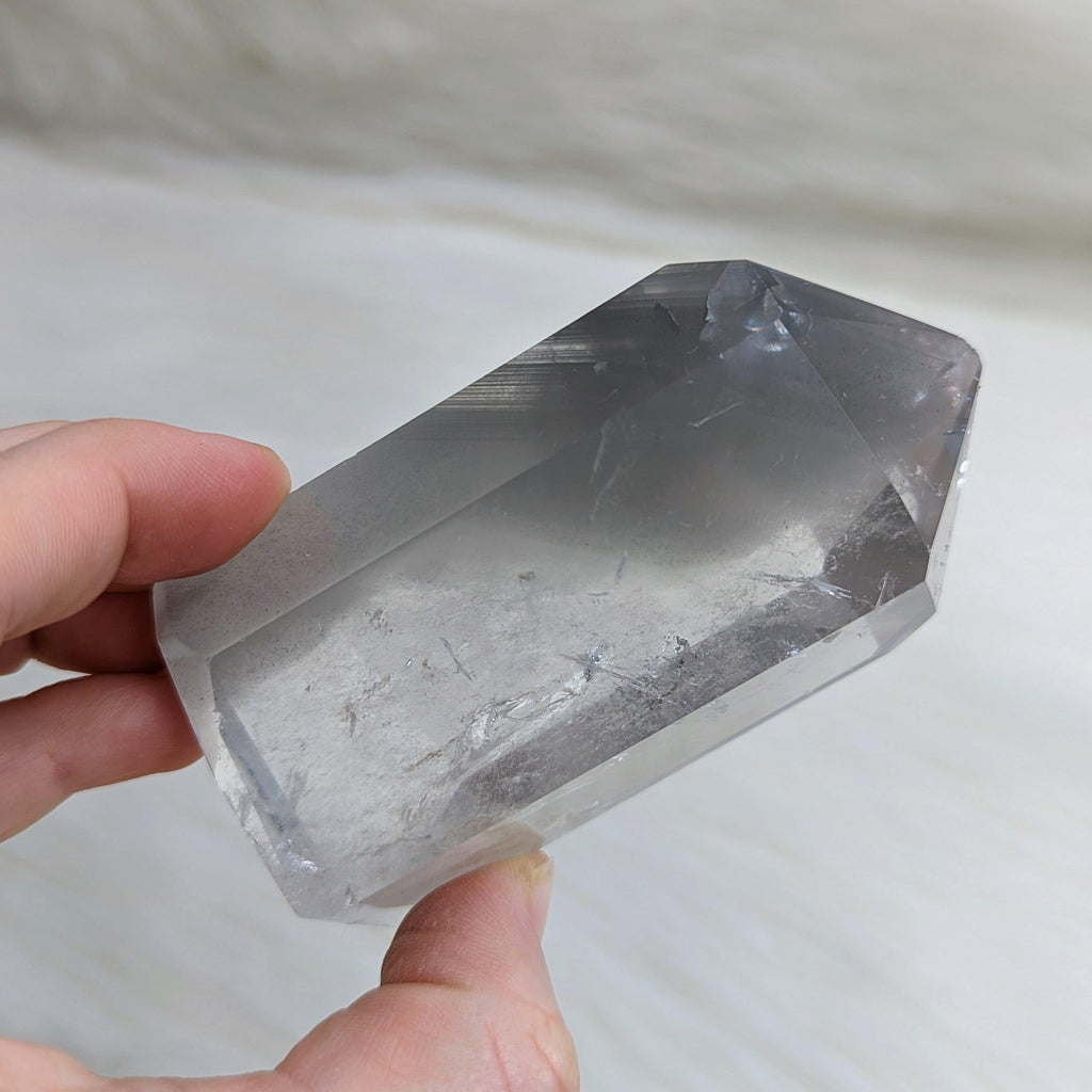 Amazing~ Clear with Grey Phantoms~ Clear Quartz Polished Point ~AA Grade from Brazil - Earth Family Crystals