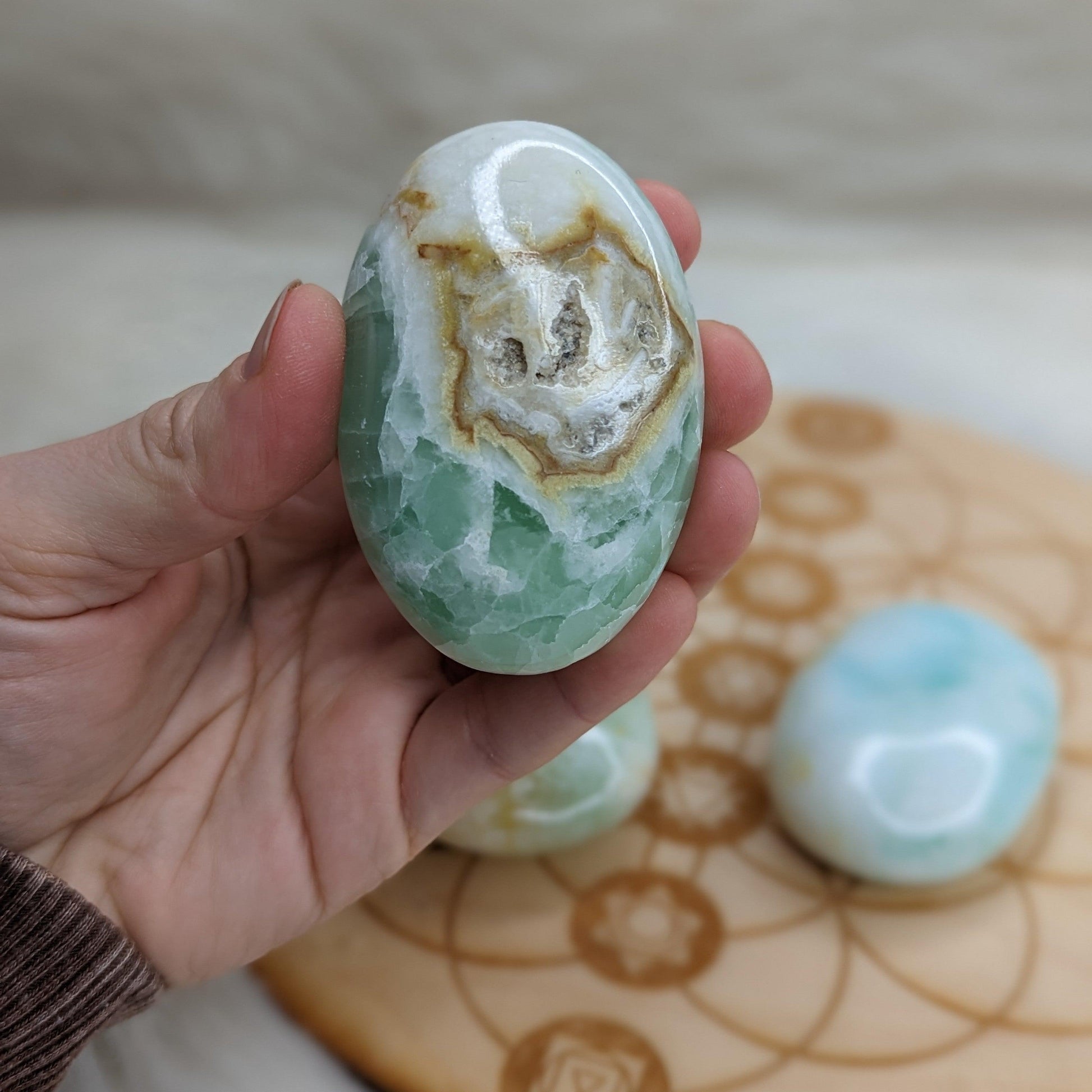 Lemurian Aquatine Calcite Pillow Stones ~Flow Energy~ Connect with Higher Self - Earth Family Crystals