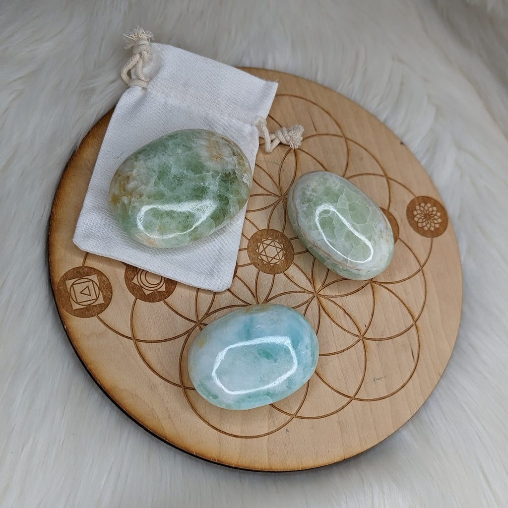 Lemurian Aquatine Calcite Pillow Stones ~Flow Energy~ Connect with Higher Self - Earth Family Crystals