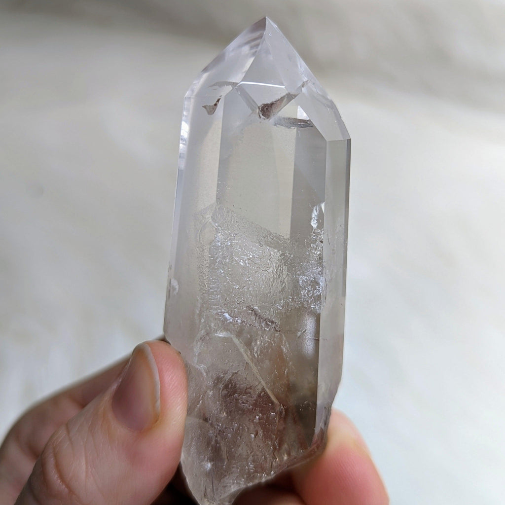 Gorgeous Rainbow Inclusion~ Ultra Clear Quartz Phantom Polished Point ~AA Grade from Brazil - Earth Family Crystals