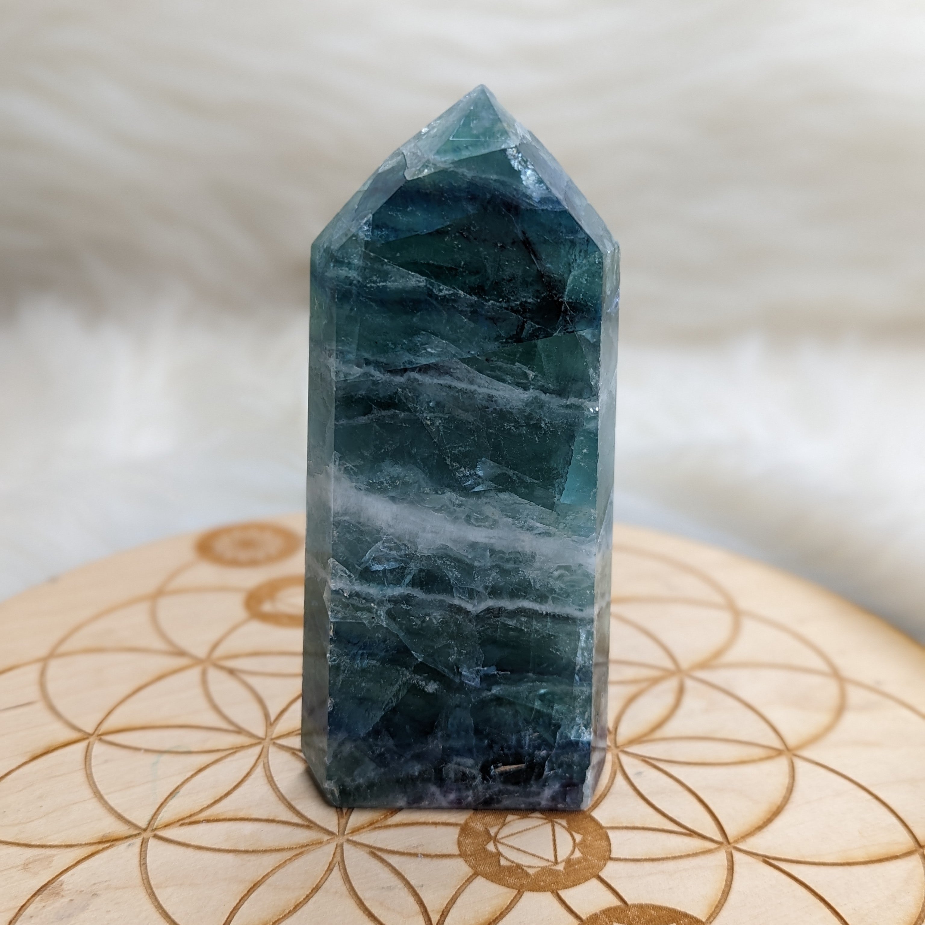 Large Rainbow Flourite Obelisk Carving ~ Stunning Bright Colors! - Earth Family Crystals