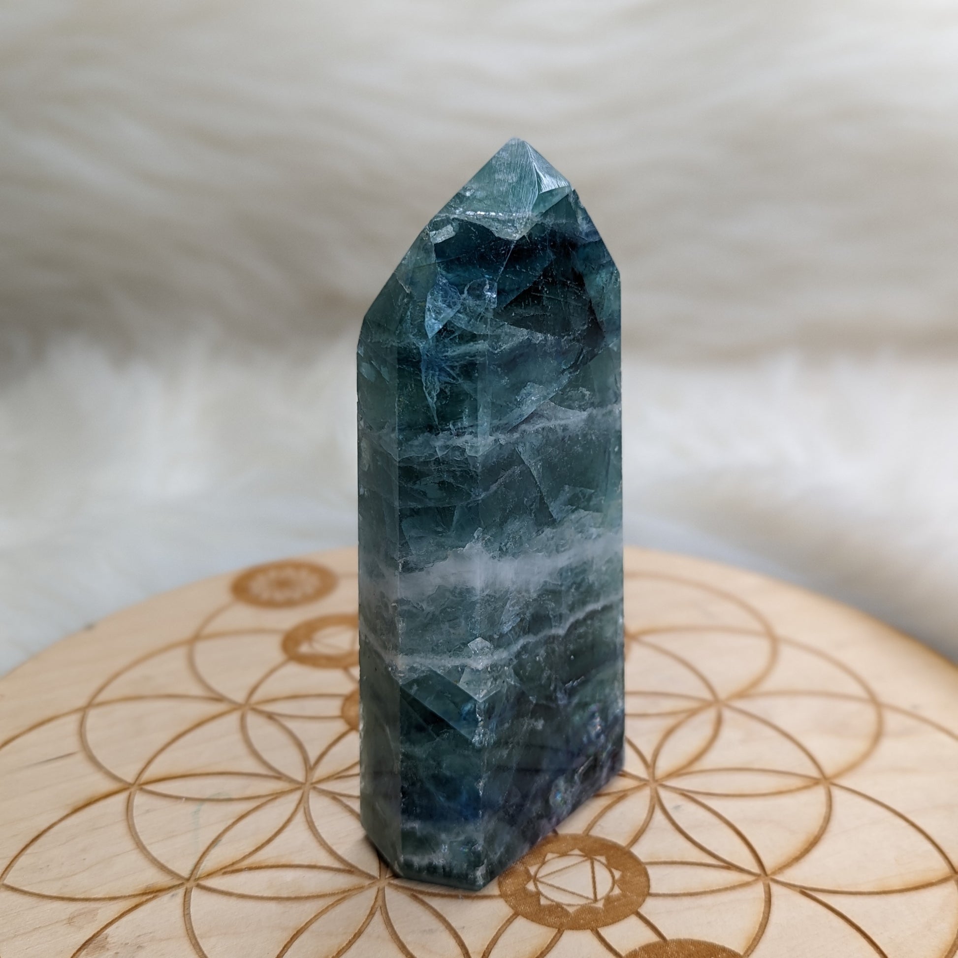 Large Rainbow Flourite Obelisk Carving ~ Stunning Bright Colors! - Earth Family Crystals