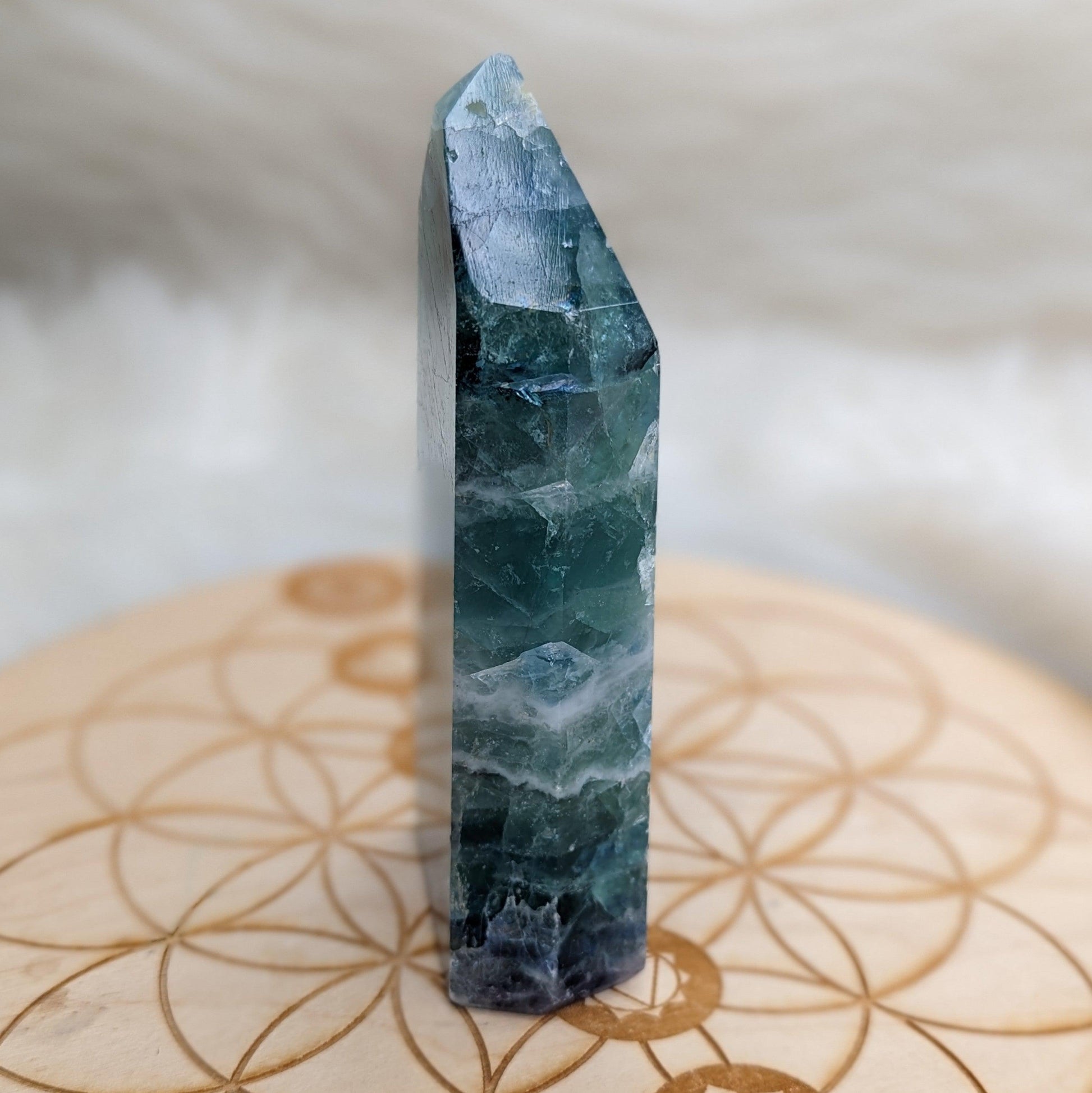 Large Rainbow Flourite Obelisk Carving ~ Stunning Bright Colors! - Earth Family Crystals