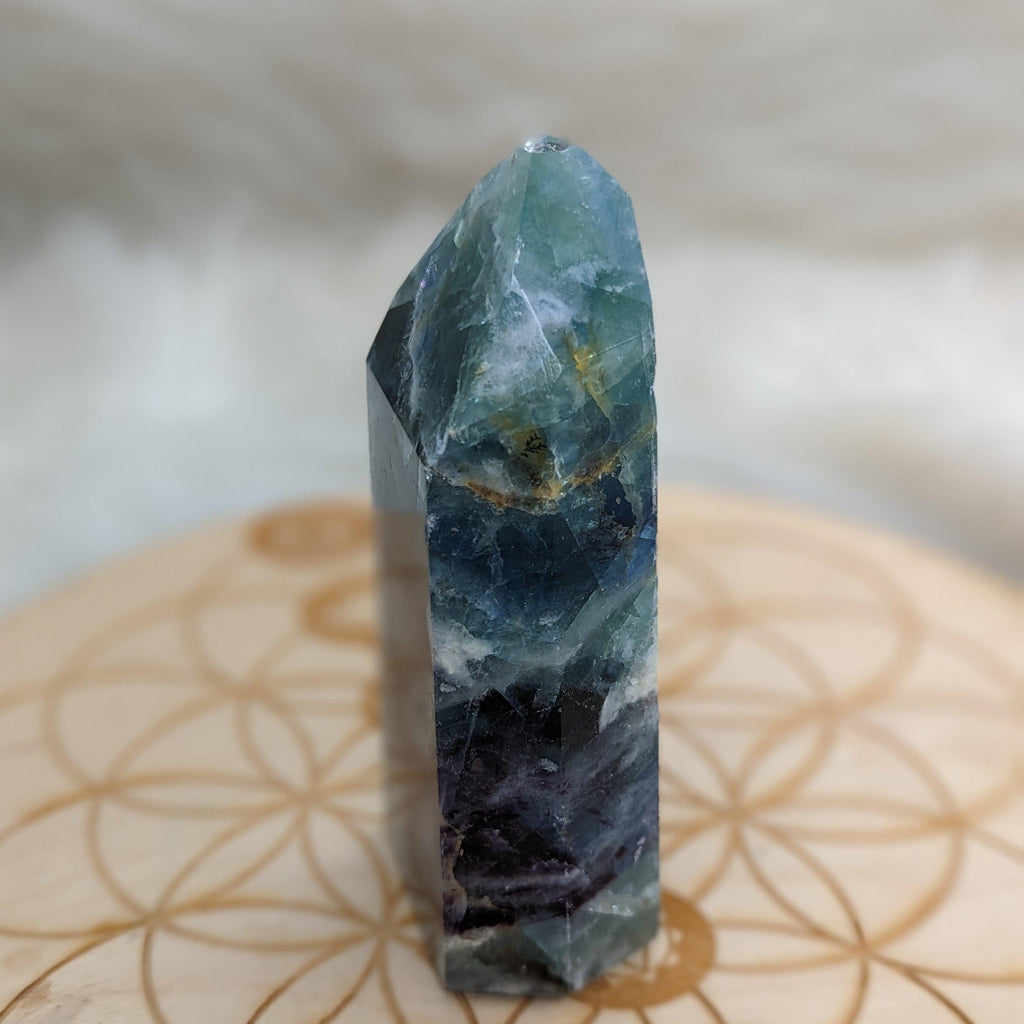 Rainbow Flourite Obelisk Carving ~ Stunning Bright Colors! - Earth Family Crystals