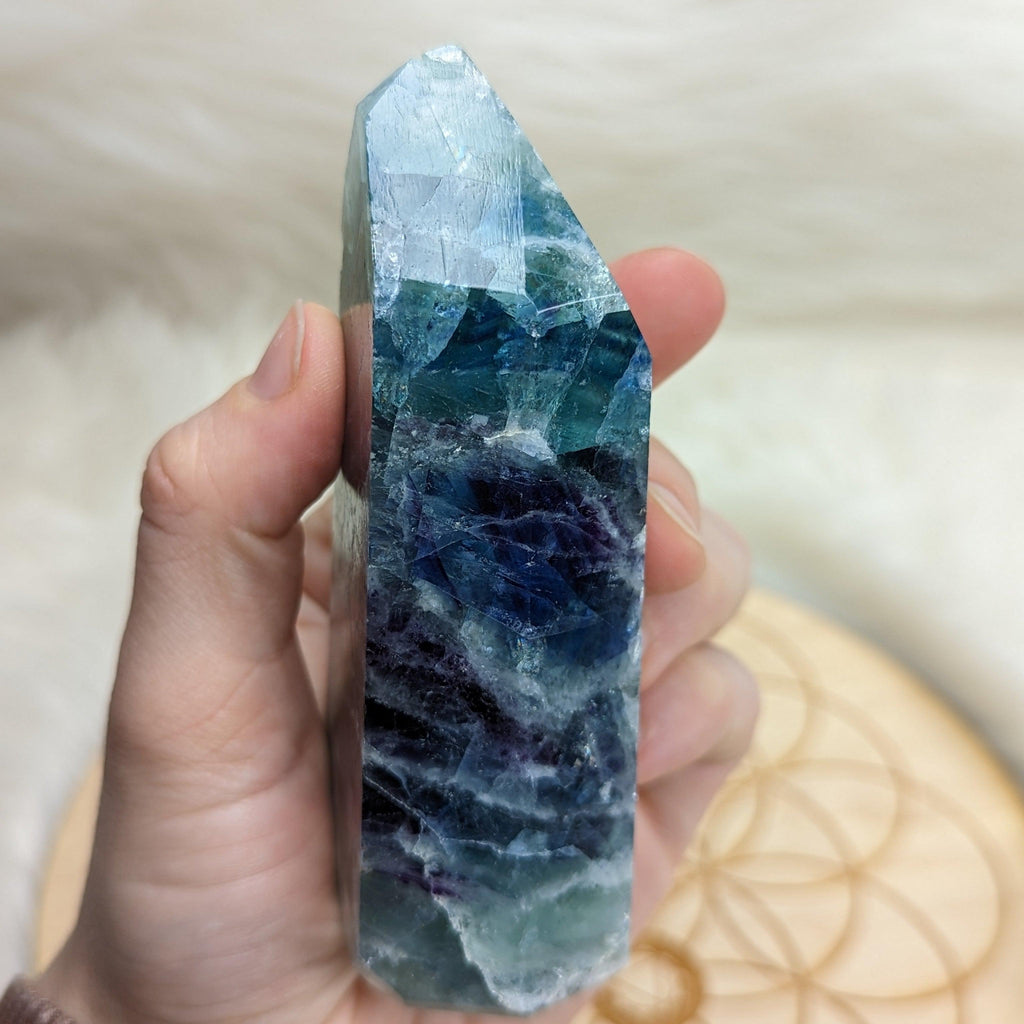 Rainbow Flourite Obelisk Carving ~ Stunning Bright Colors! - Earth Family Crystals