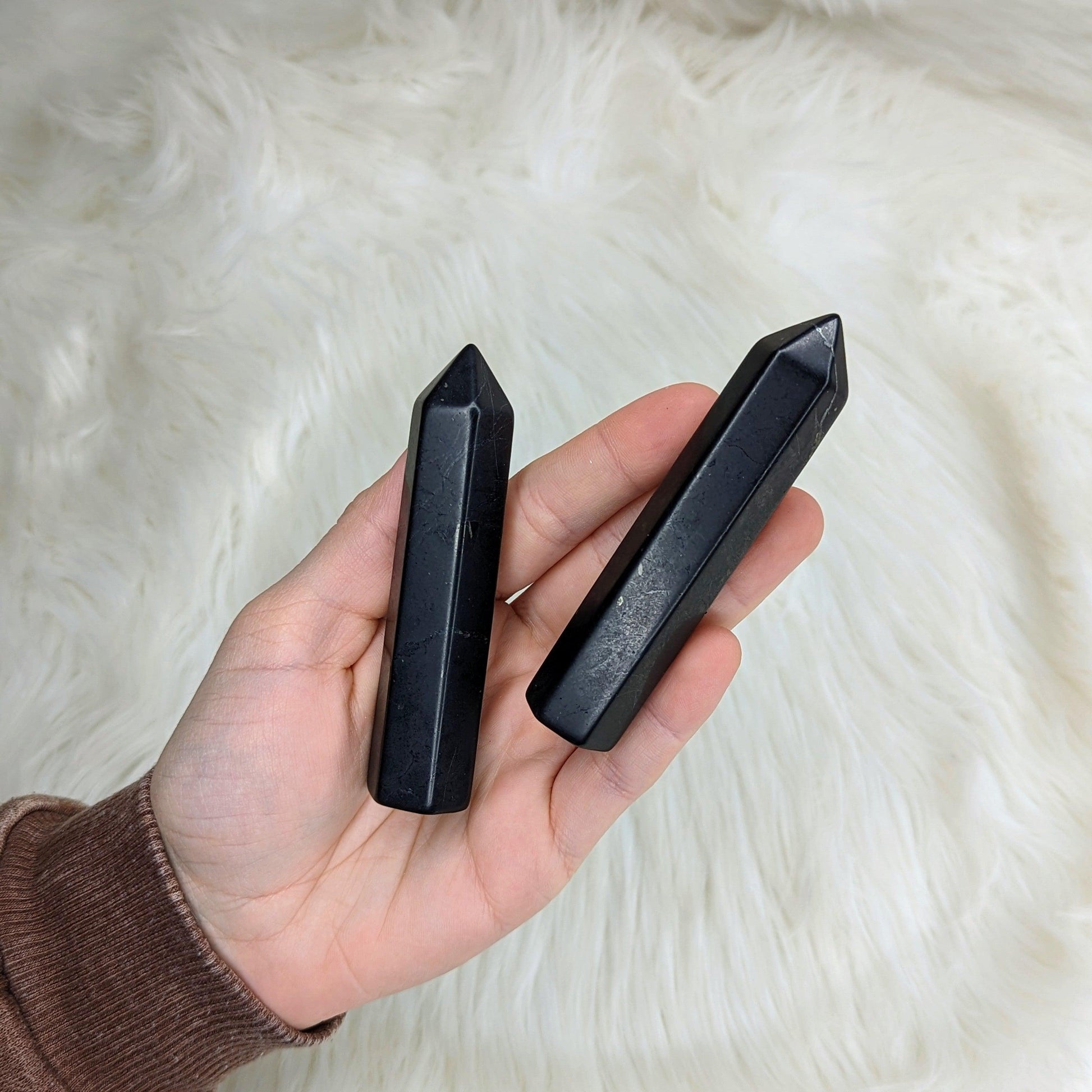 Shungite Polished Point ~ Protective and Cleansing Powers - Earth Family Crystals
