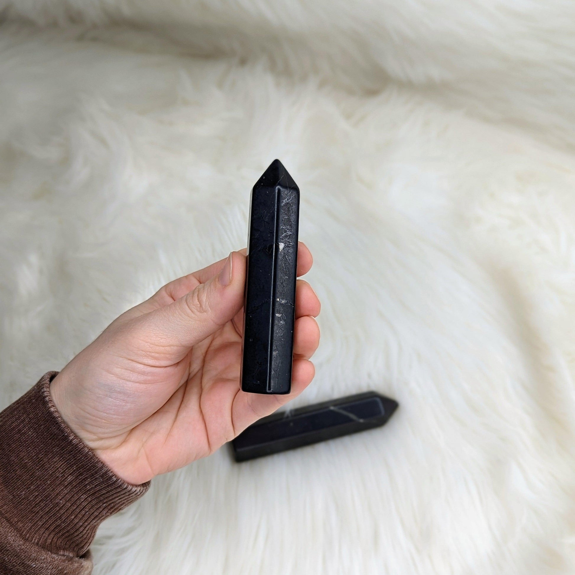 Shungite Polished Point ~ Protective and Cleansing Powers - Earth Family Crystals