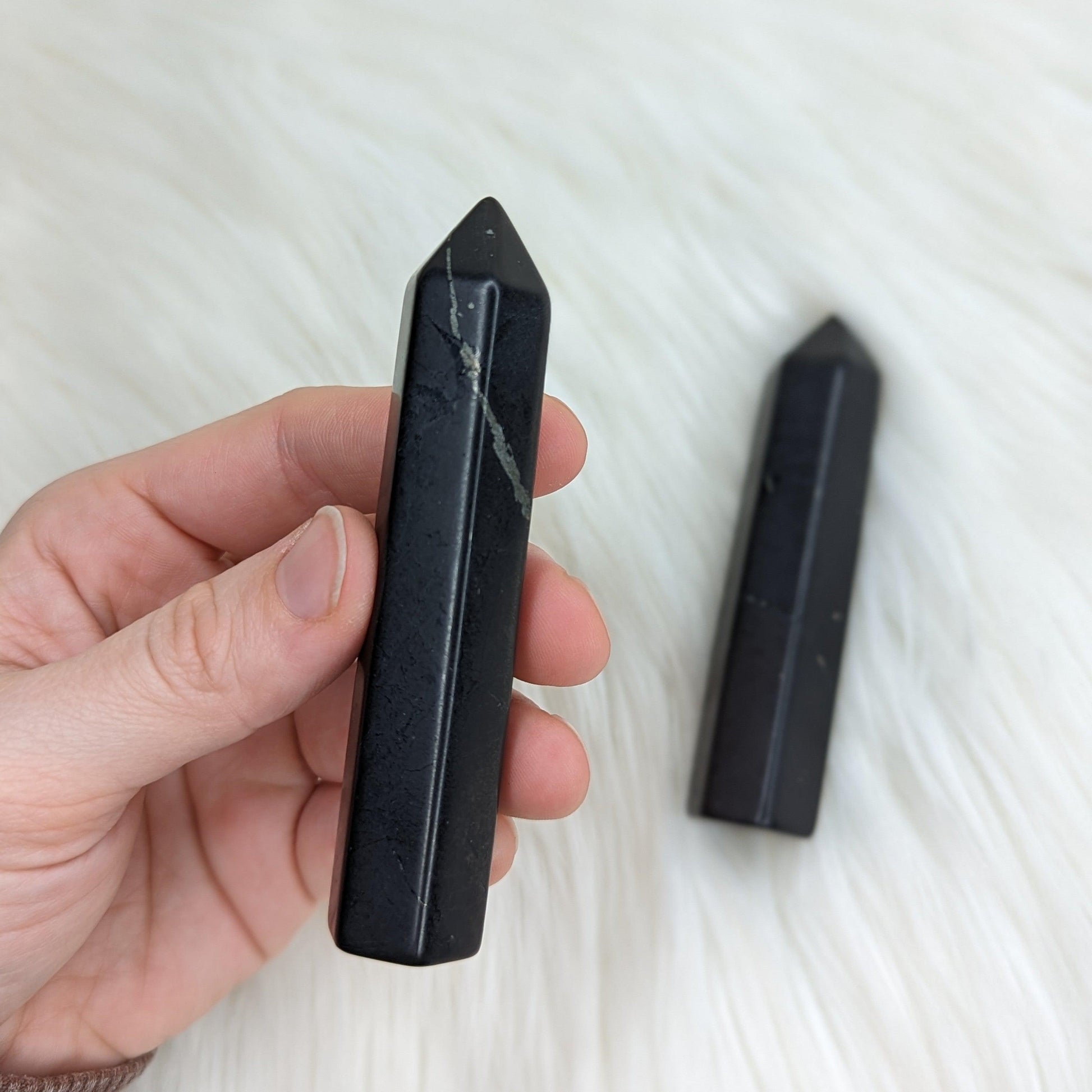 Shungite Polished Point ~ Protective and Cleansing Powers - Earth Family Crystals