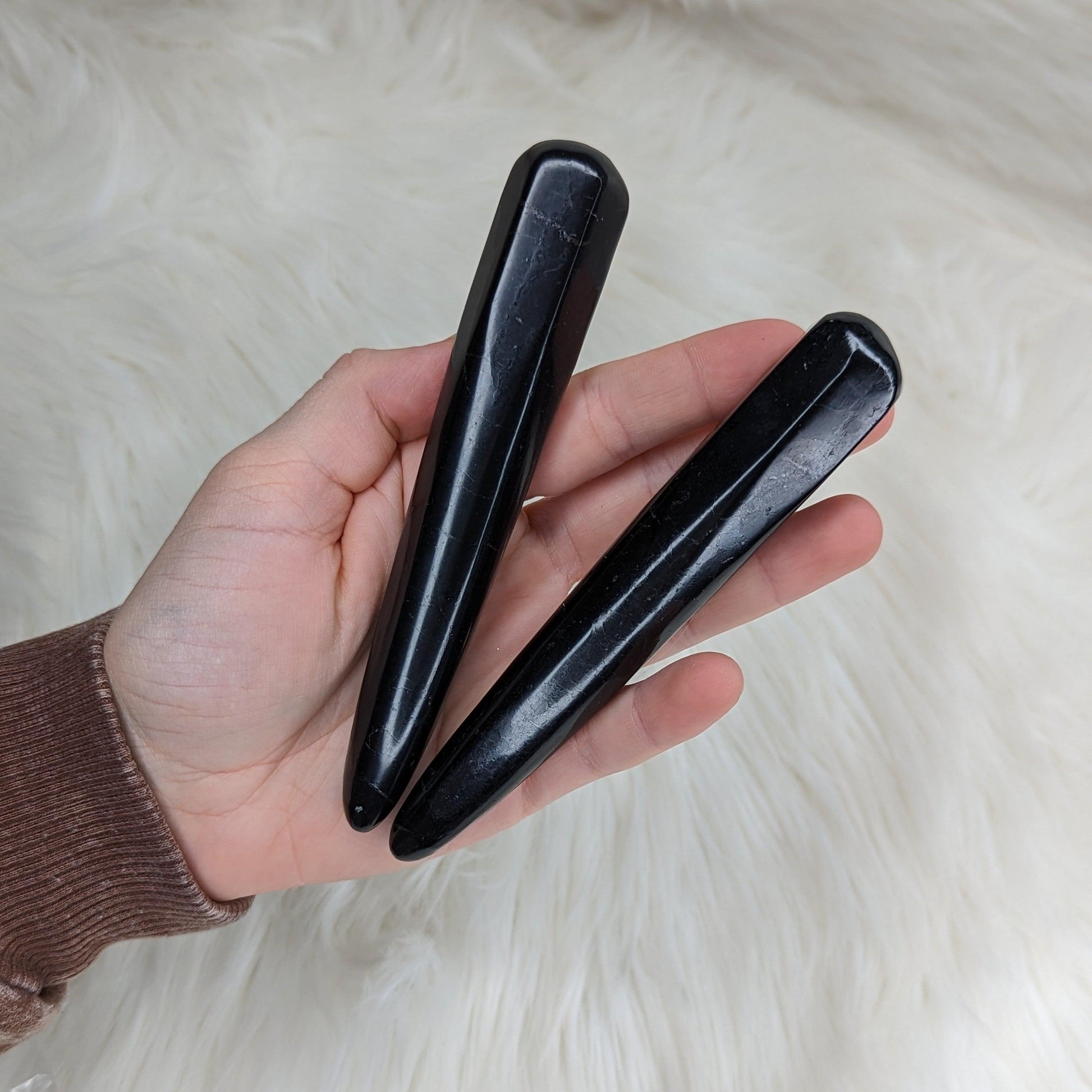 EMF Protection~ Polished Shungite Massage Wand~ - Earth Family Crystals