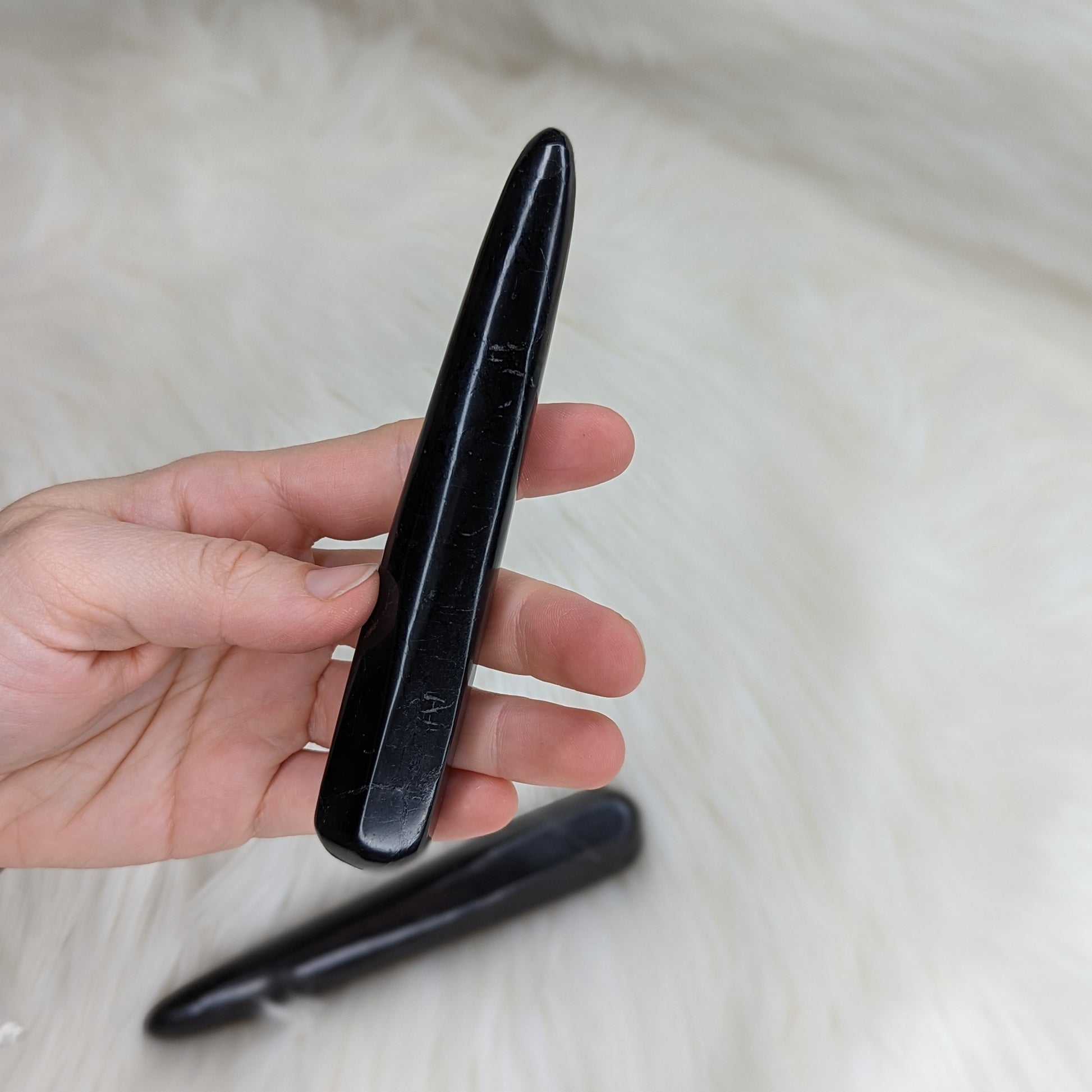EMF Protection~ Polished Shungite Massage Wand~ - Earth Family Crystals