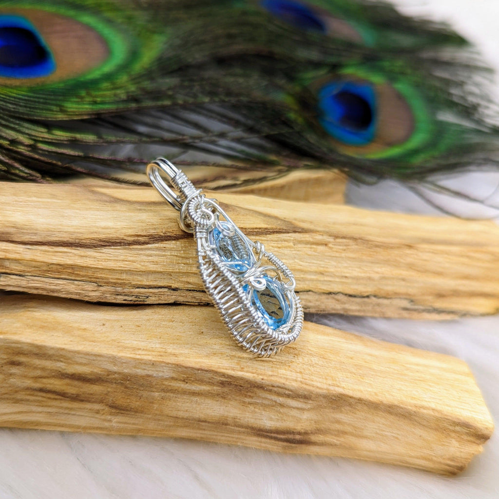 Double Topaz Wire Wrapped Pendant~ Flawless and Sparkling - Earth Family Crystals