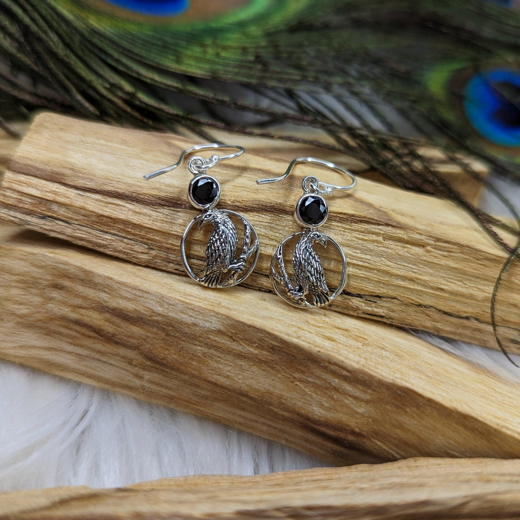 Raven Earrings with Black Onyx and Sterling Silver - Earth Family Crystals