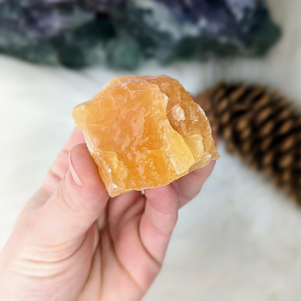 Small Mango Calcite Chunk from Mexico~ Fruity Vibes and Good Energy - Earth Family Crystals
