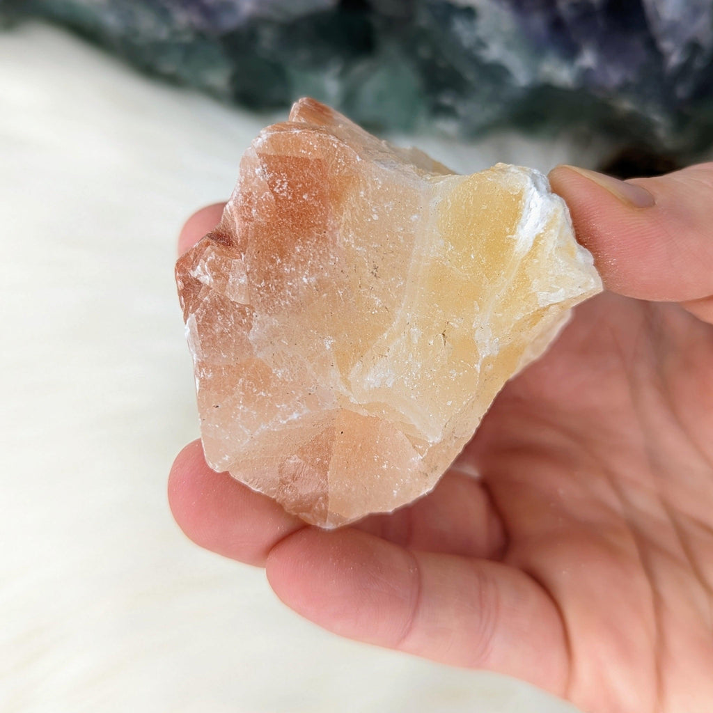 White, Orange and Red Calcite ~ Handheld Specimen from Mexico~ Energetic and Balancing - Earth Family Crystals