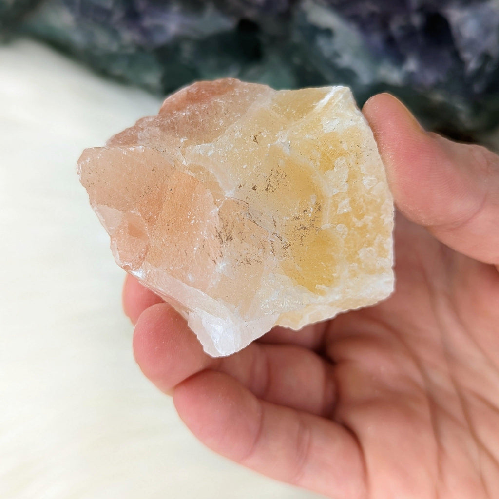White, Orange and Red Calcite ~ Handheld Specimen from Mexico~ Energetic and Balancing - Earth Family Crystals