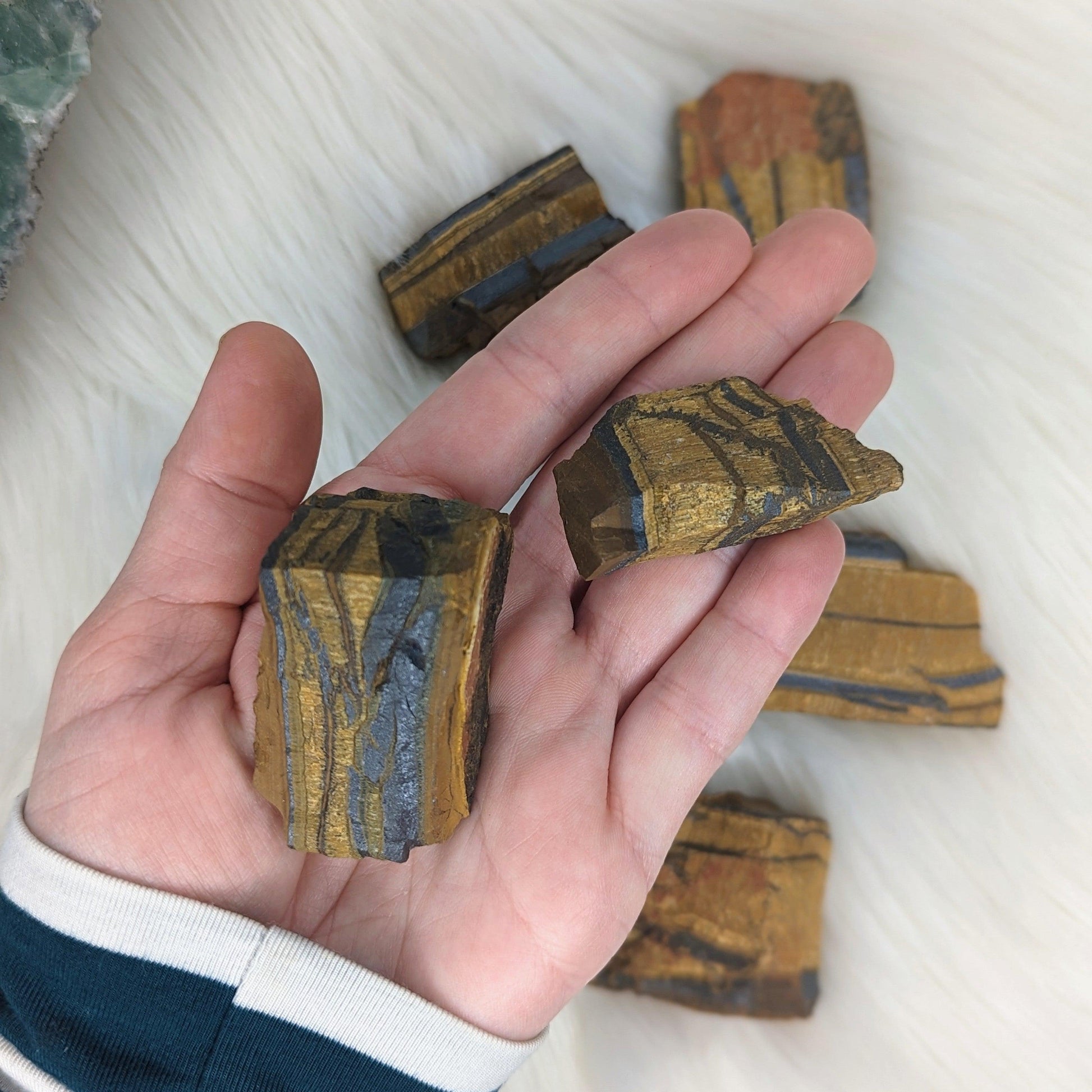 AAA Grade Raw Tigers Eye ~Set of 2 ~ Beautifully Grounding - Earth Family Crystals