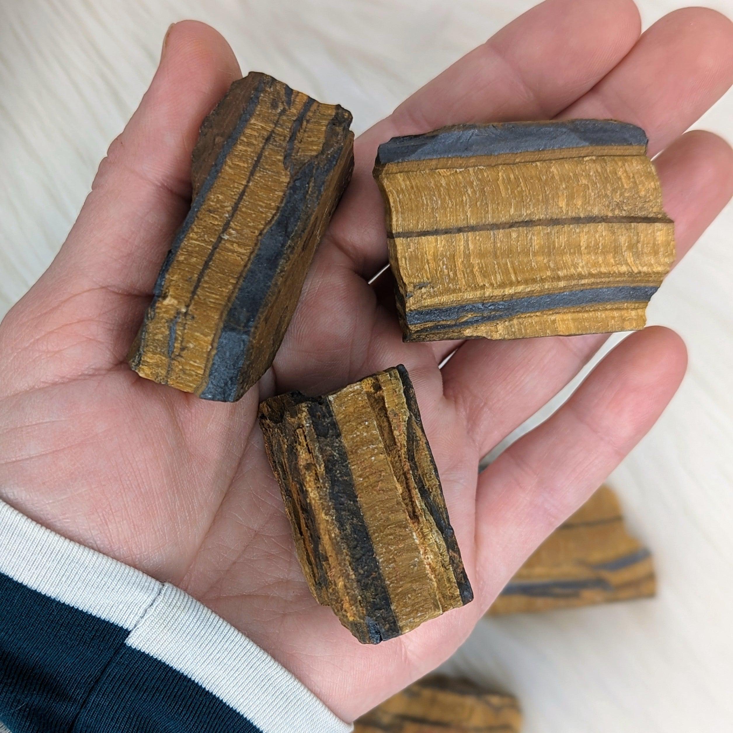 AAA Grade Raw Tigers Eye ~Set of 2 ~ Beautifully Grounding - Earth Family Crystals