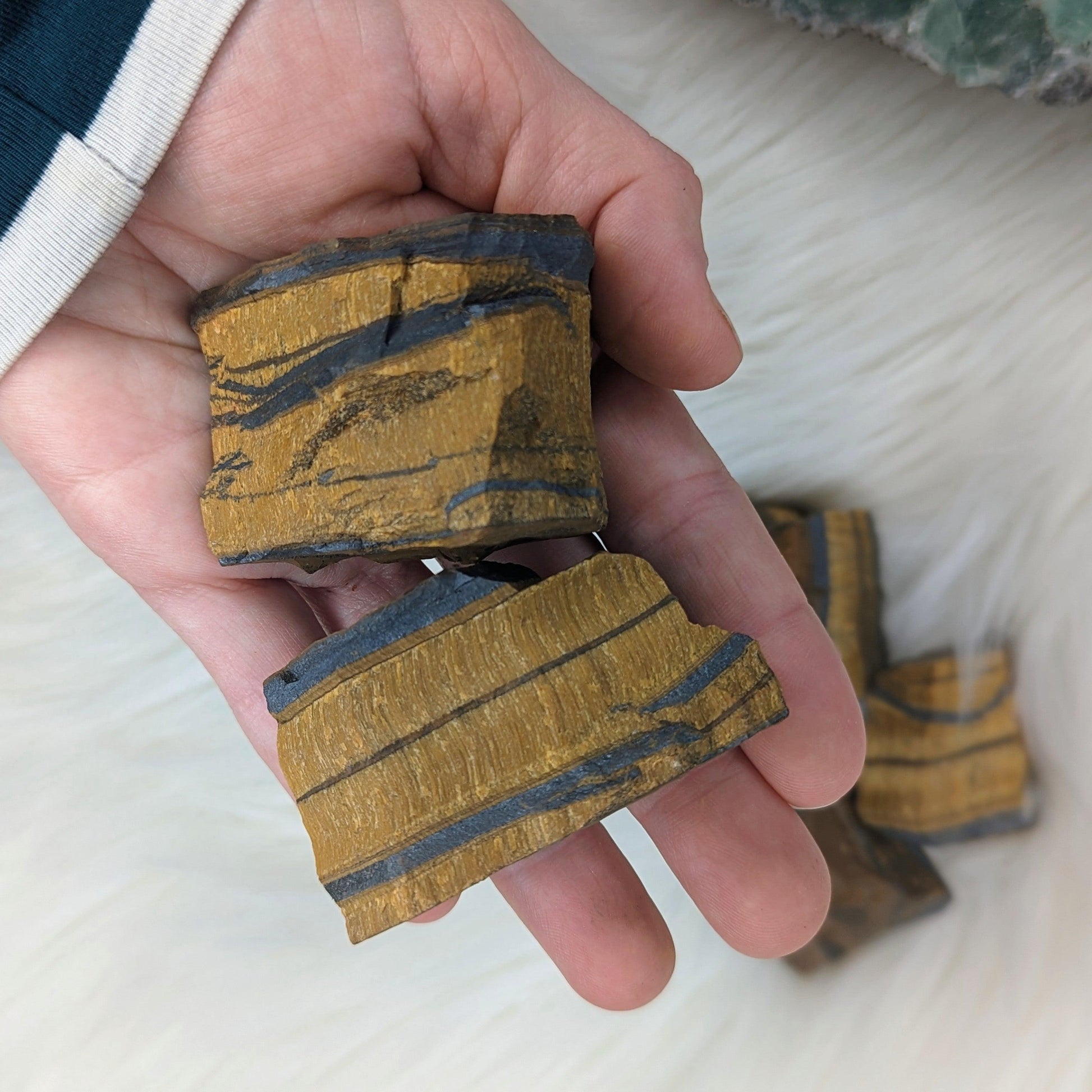 AAA Grade Raw Tigers Eye ~Set of 2 ~ Beautifully Grounding - Earth Family Crystals