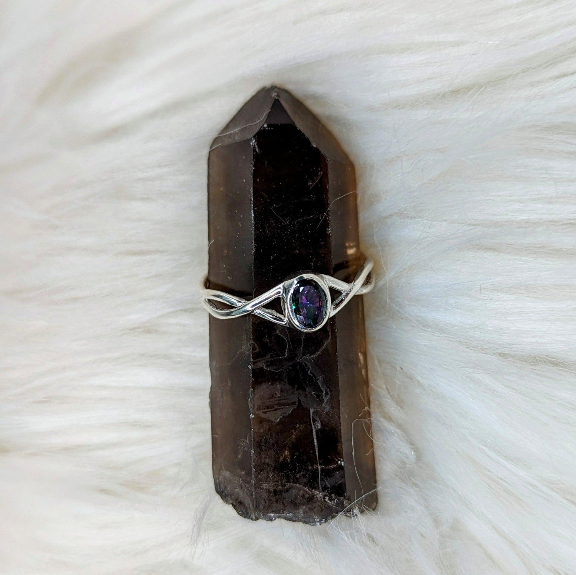 Mystic Topaz ~ Sterling Silver Twist Ring - Earth Family Crystals