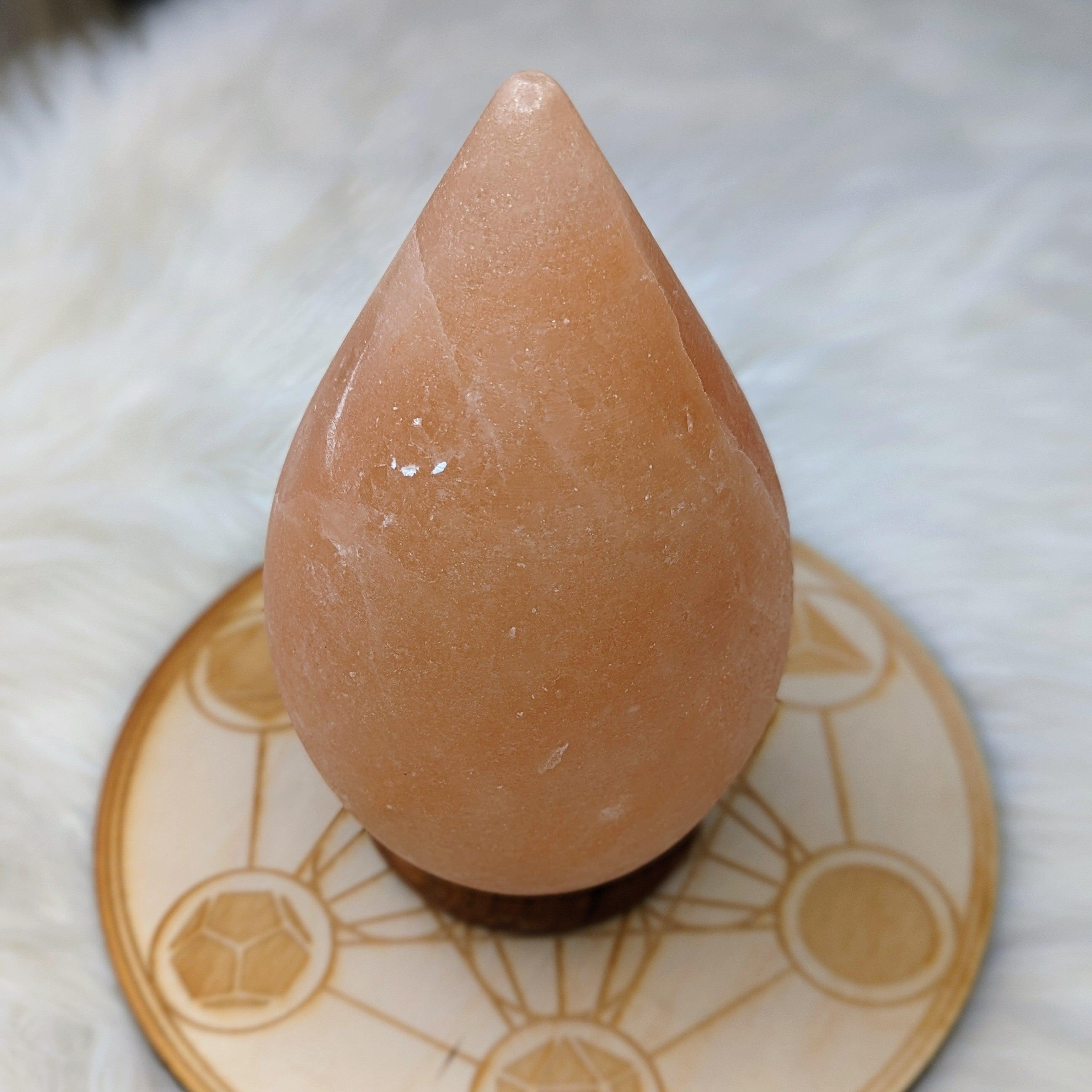 Himalayan Salt Lamp Teardrop Carving ~ Includes Cord Switch and Bulb - Earth Family Crystals