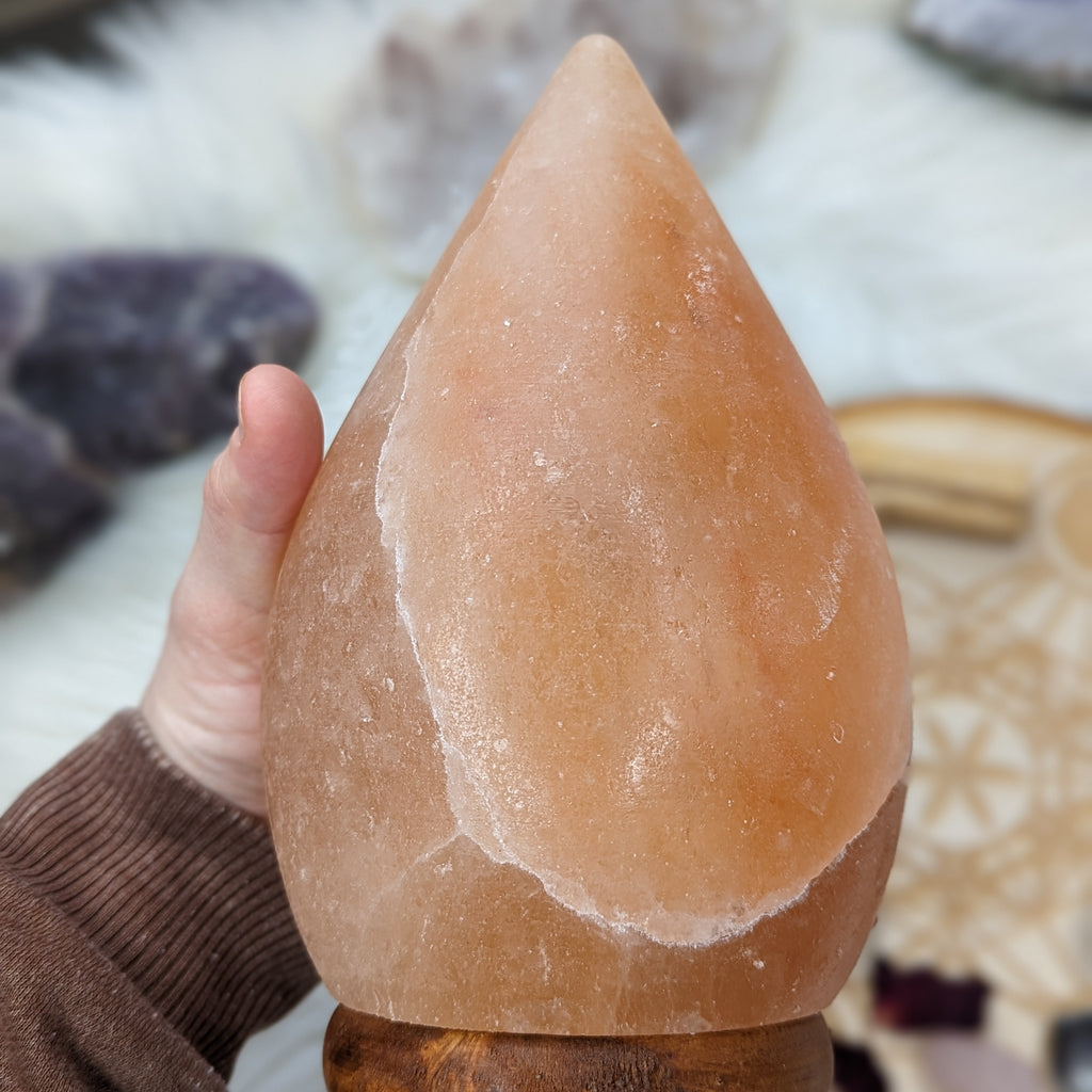 Himalayan Salt Lamp Teardrop Carving ~ Includes Cord Switch and Bulb - Earth Family Crystals