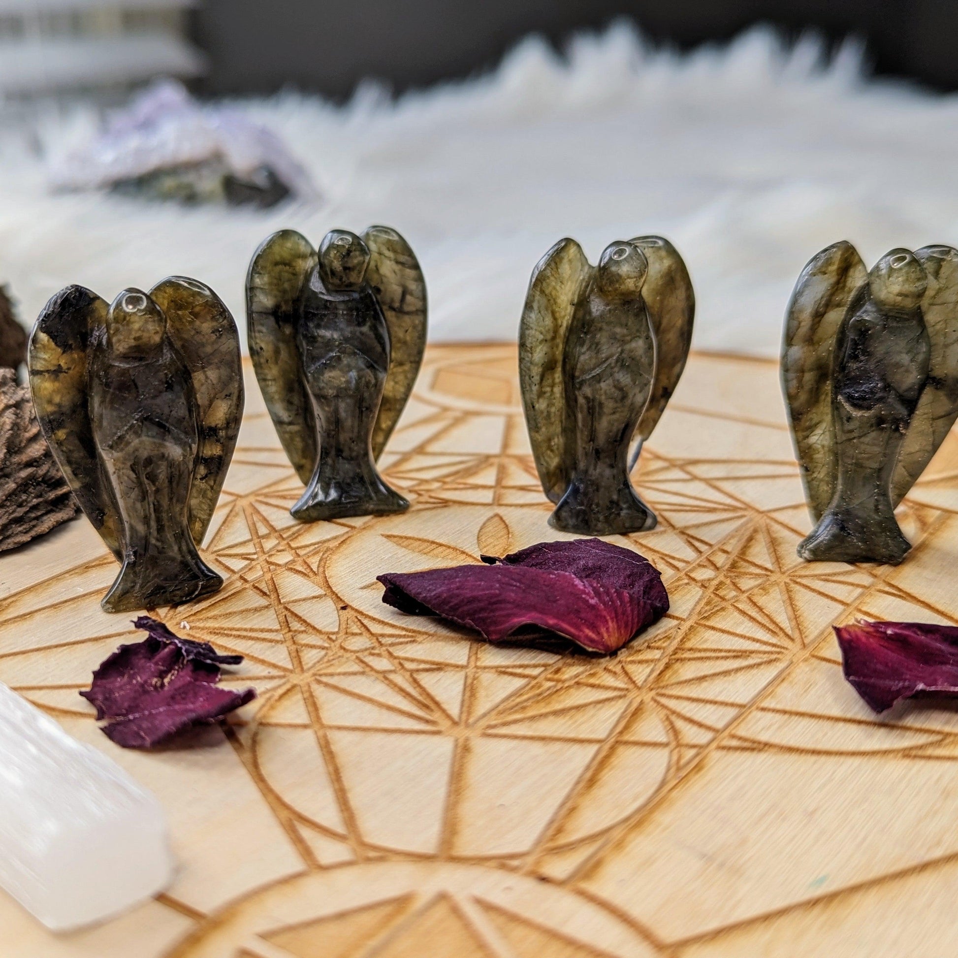 Labradorite Angel Carvings ~ Guardian Angel Energy - Earth Family Crystals