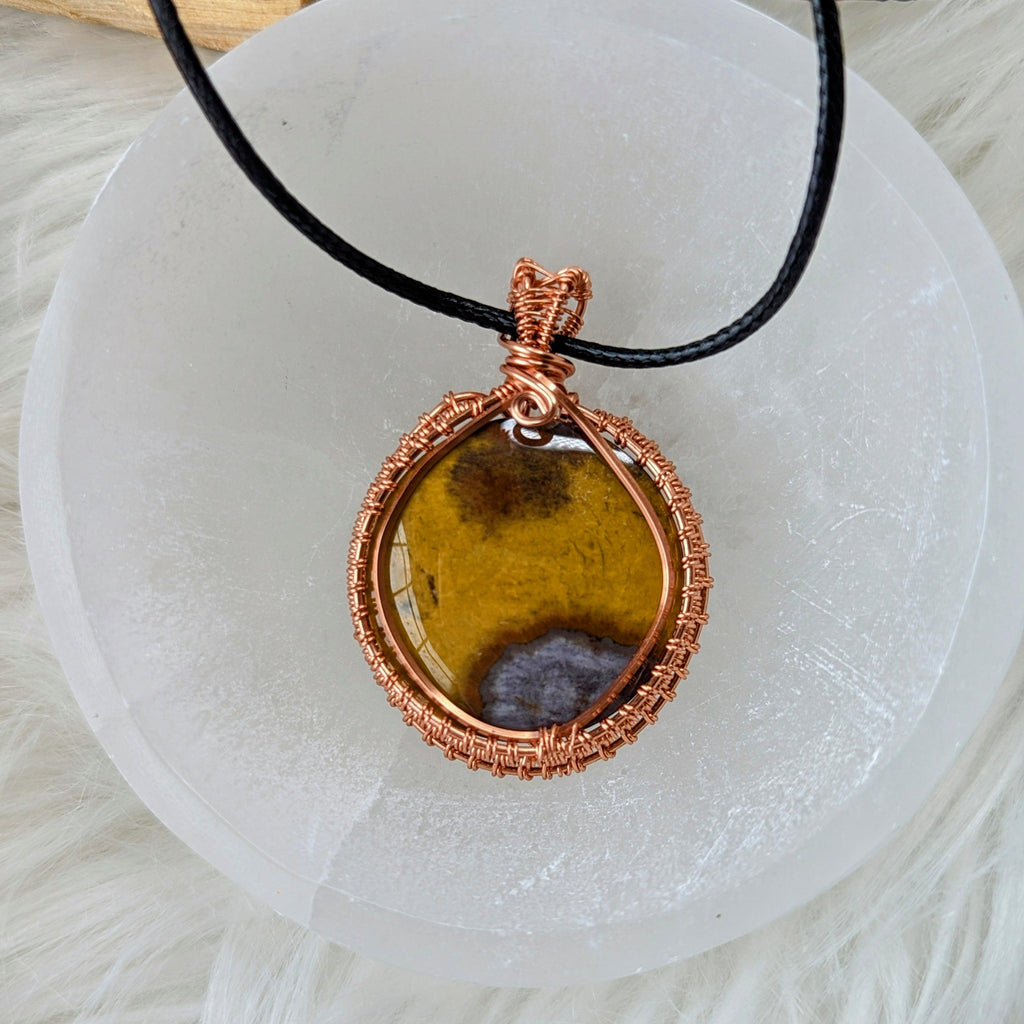 Gorgeous and Rare Orbicule Jasper Copper Wrapped Pendant with Necklace Cord - Earth Family Crystals
