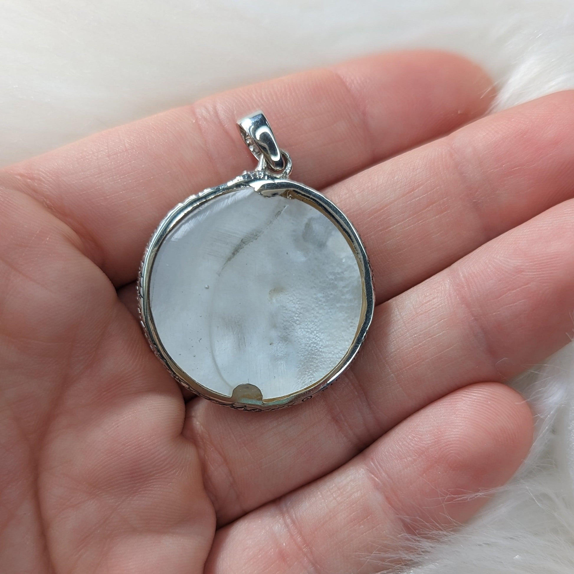 Serpent Abalone Sterling Silver Pendant ~ Silver Chain Included ~ Natural Abalone or Mother of Pearl - Earth Family Crystals