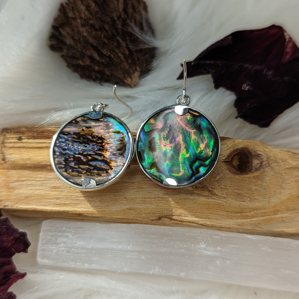 Fairy Earrings ~ Sterling Silver with Abalone~ Natural and Purple - Earth Family Crystals
