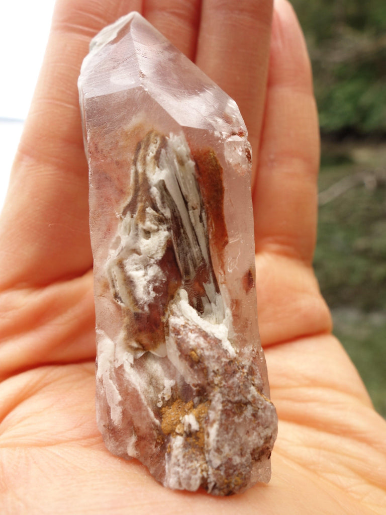 Brilliant One of a Kind Inclusions Angel Phantom Quartz Point From Brazil - Earth Family Crystals