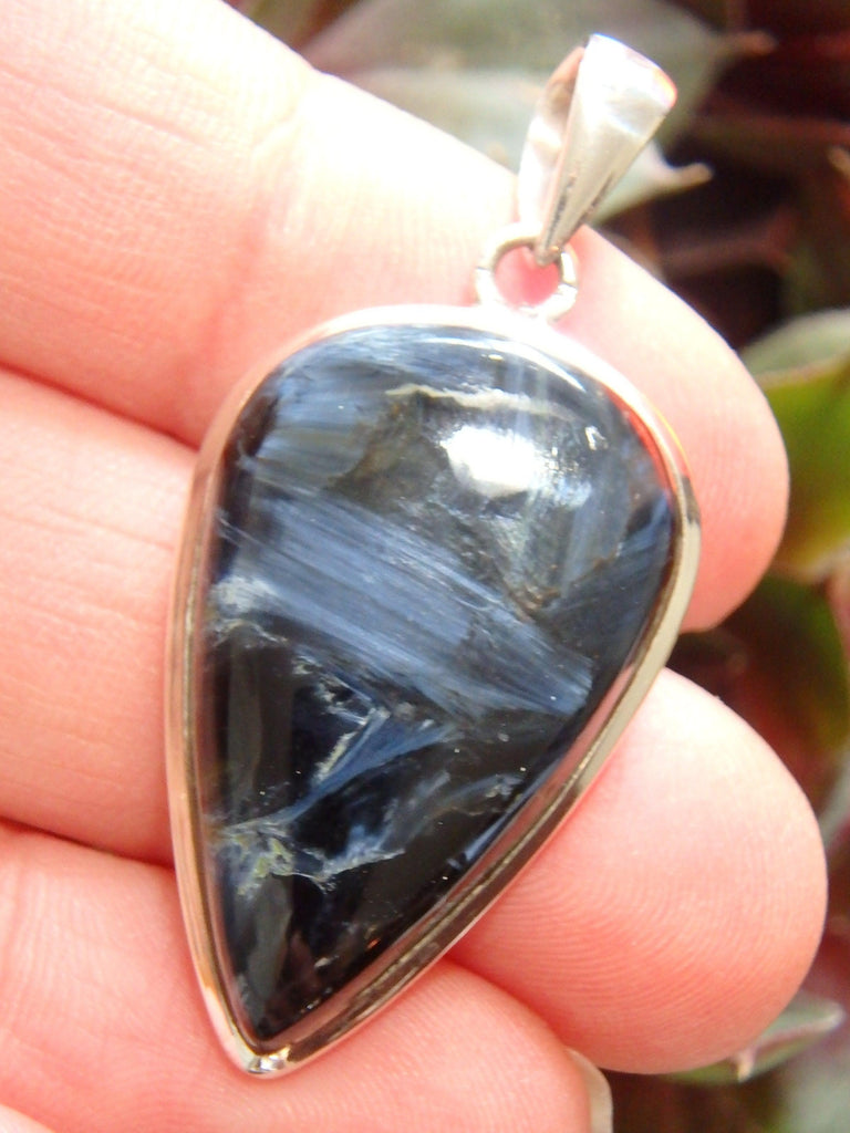 Indigo Blue & Silky Flashes Pietersite Pendant in Sterling Silver (Includes Silver Chain) - Earth Family Crystals