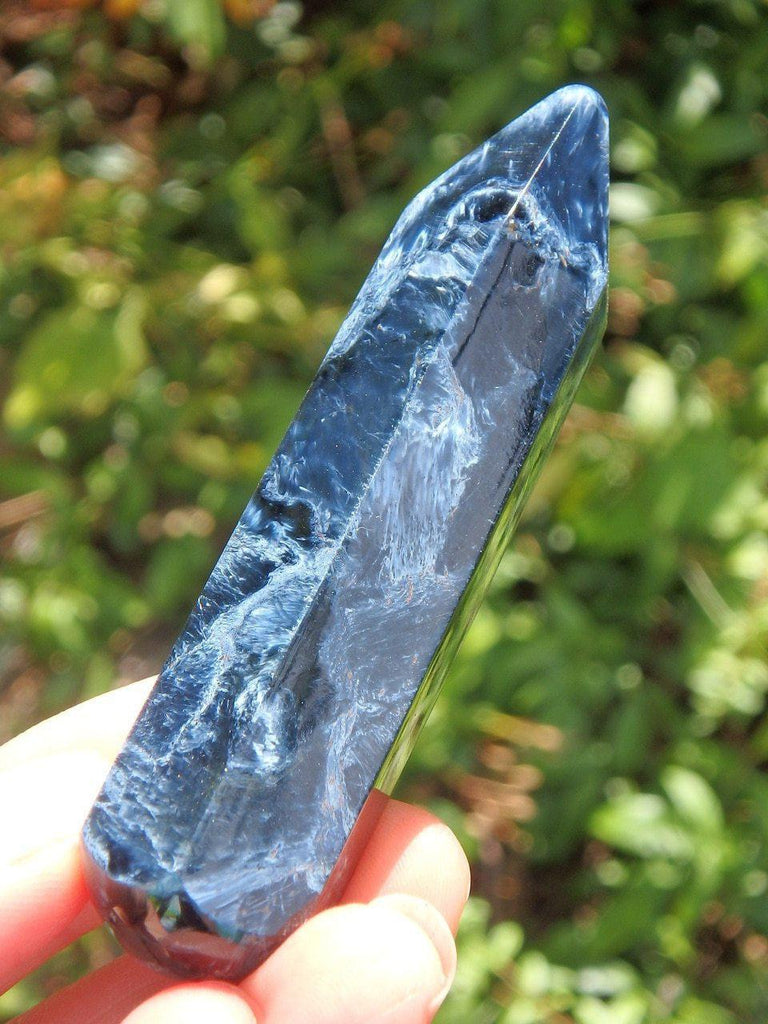 Deep Silky Blue Pietersite Wand Carving - Earth Family Crystals