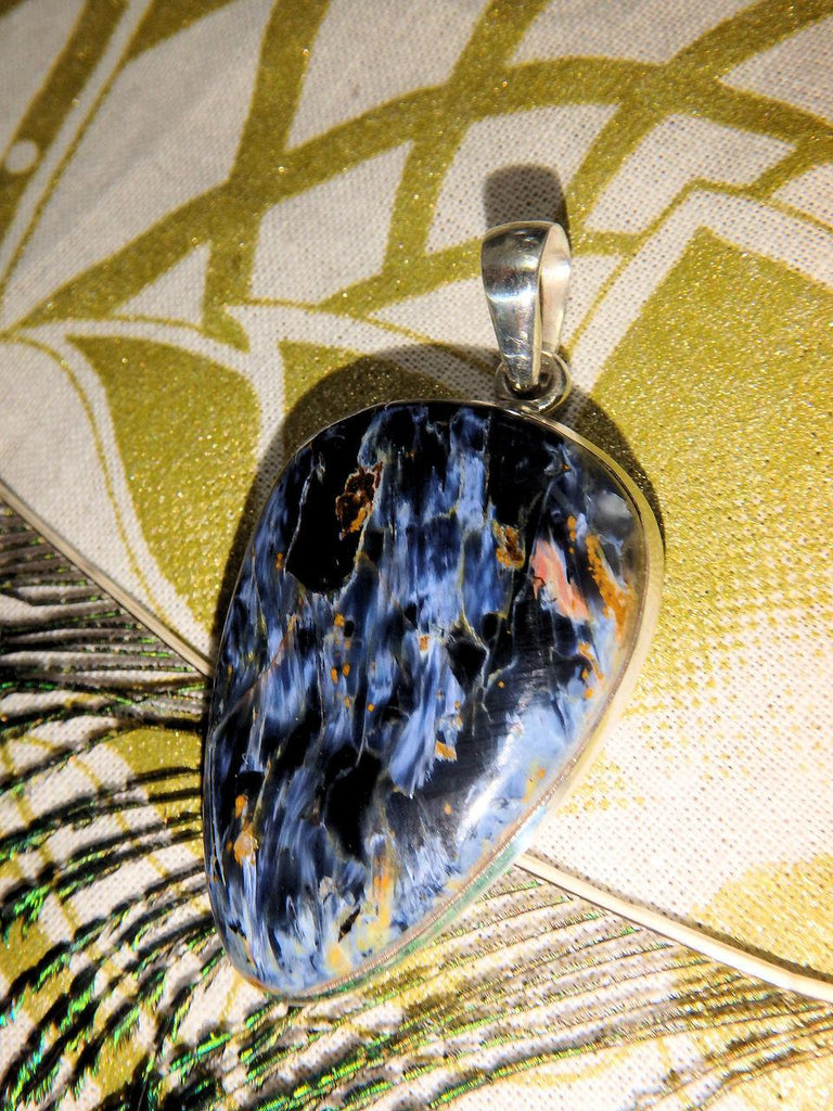 Extremely Silky Blue Pietersite Pendant in Sterling Silver (Includes Silver Chain) - Earth Family Crystals