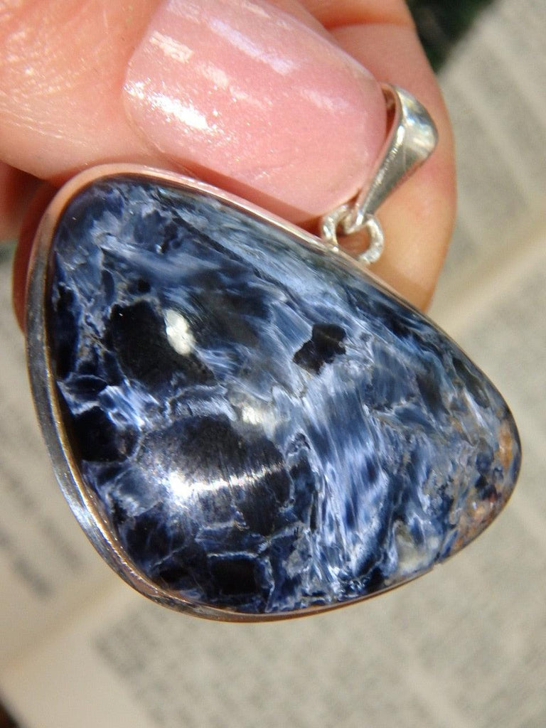 Mysterious Silky Blue Pietersite Pendant in Sterling Silver (Includes Silver Chain) - Earth Family Crystals