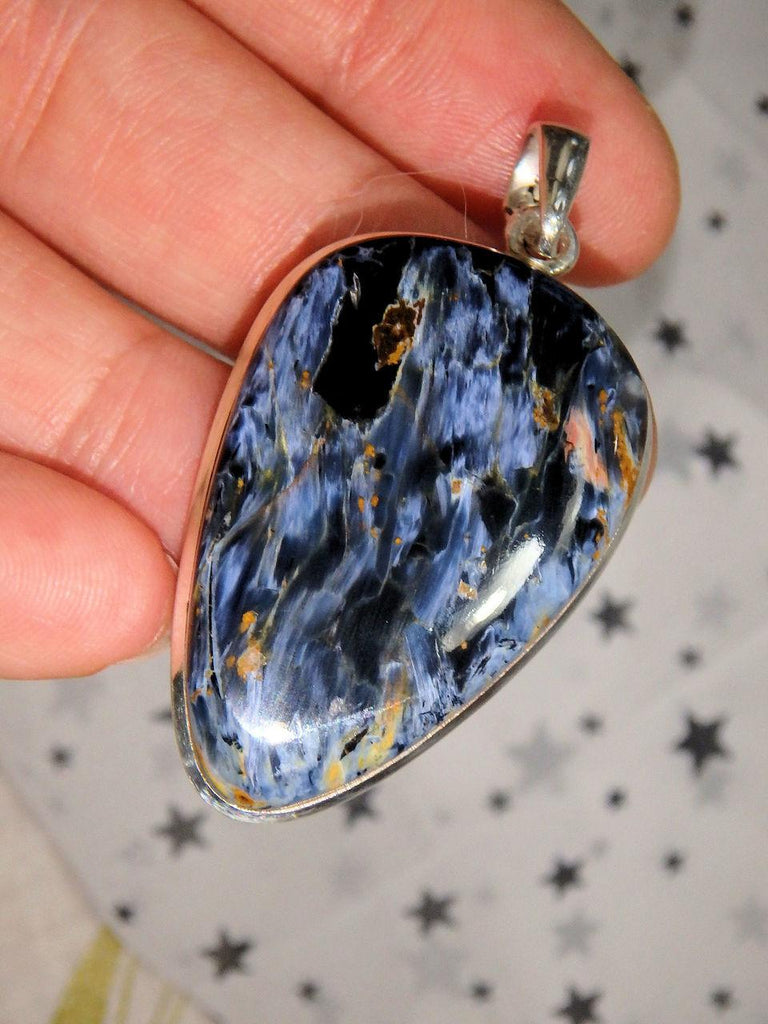 Extremely Silky Blue Pietersite Pendant in Sterling Silver (Includes Silver Chain) - Earth Family Crystals