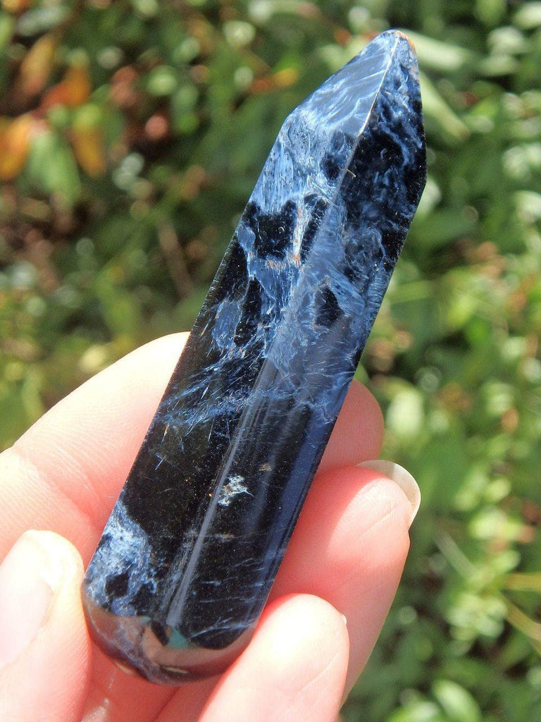 Deep Silky Blue Pietersite Wand Carving - Earth Family Crystals