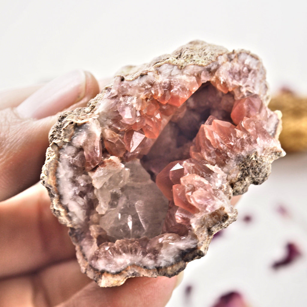 Fabulous Pink Amethyst & Clear Calcite Geode Specimen From Patagonia #1 - Earth Family Crystals