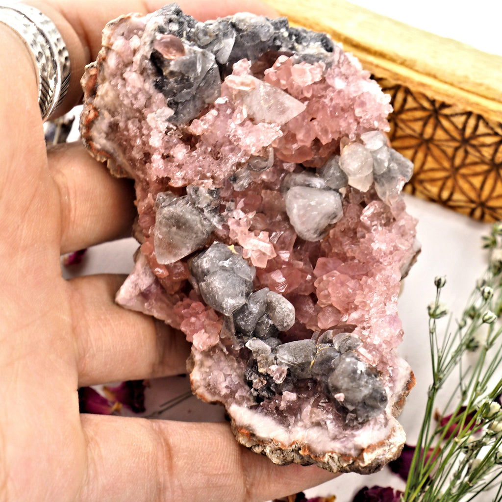 Stunning Large Pink Amethyst & Calcite Geode Specimen From Patagonia - Earth Family Crystals