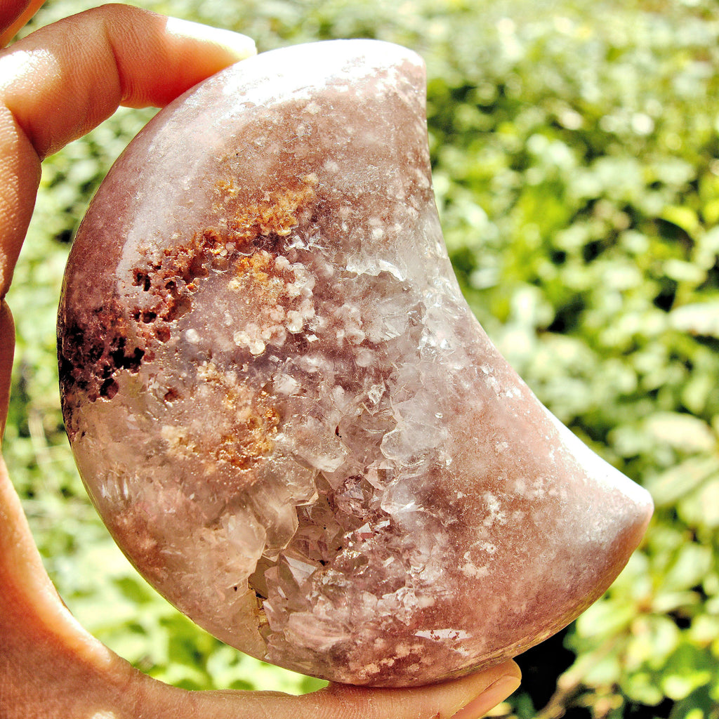 Rare Find! Incredible Large Druzy Geode Pink Amethyst Crescent Moon Carving From Patagonia #3 - Earth Family Crystals