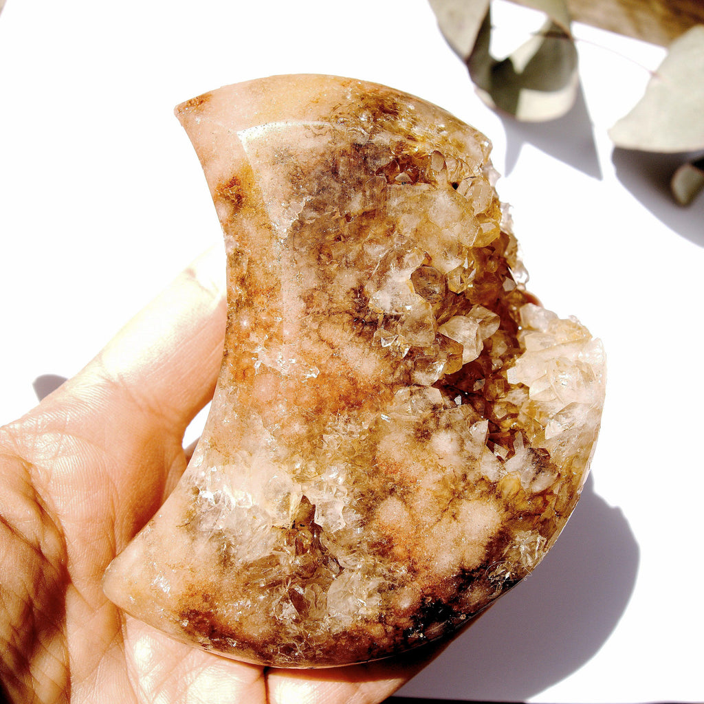 Rare Find! Incredible Large Druzy Geode Pink Amethyst Crescent Moon Carving From Patagonia #1 - Earth Family Crystals