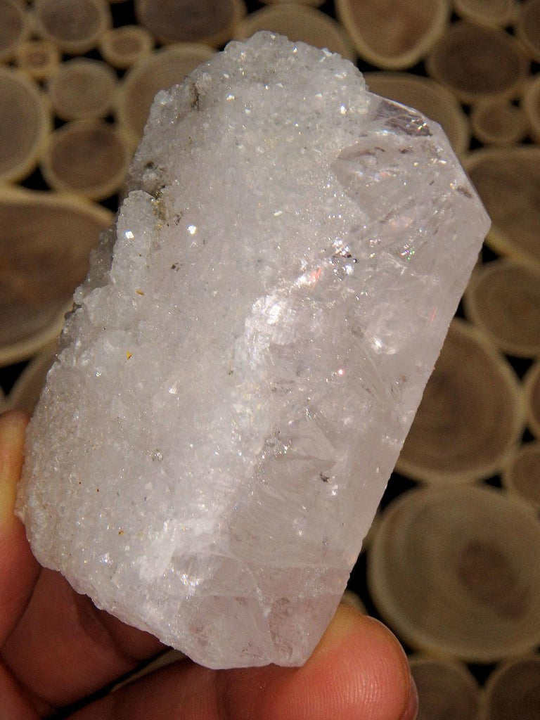 Incredible One of a Kind Sparkling Druzy Crusted Slightly Pink Danburite Point from Mexico - Earth Family Crystals