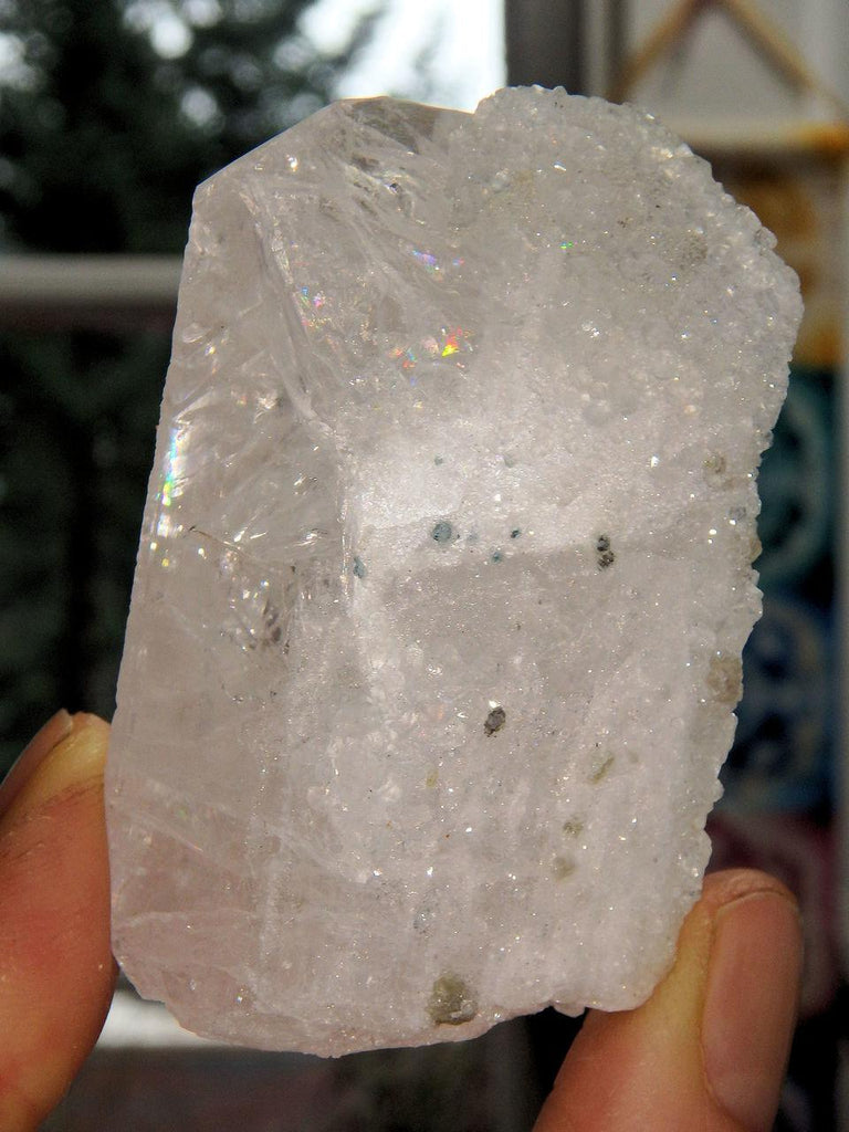 Incredible One of a Kind Sparkling Druzy Crusted Slightly Pink Danburite Point from Mexico - Earth Family Crystals