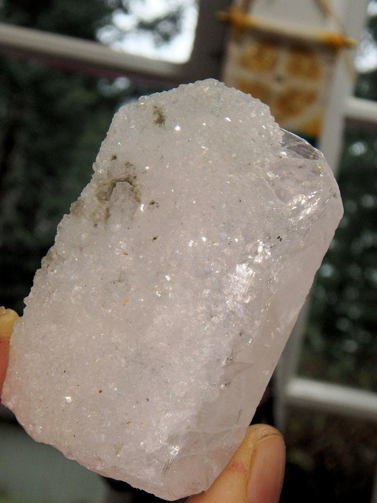 Incredible One of a Kind Sparkling Druzy Crusted Slightly Pink Danburite Point from Mexico - Earth Family Crystals