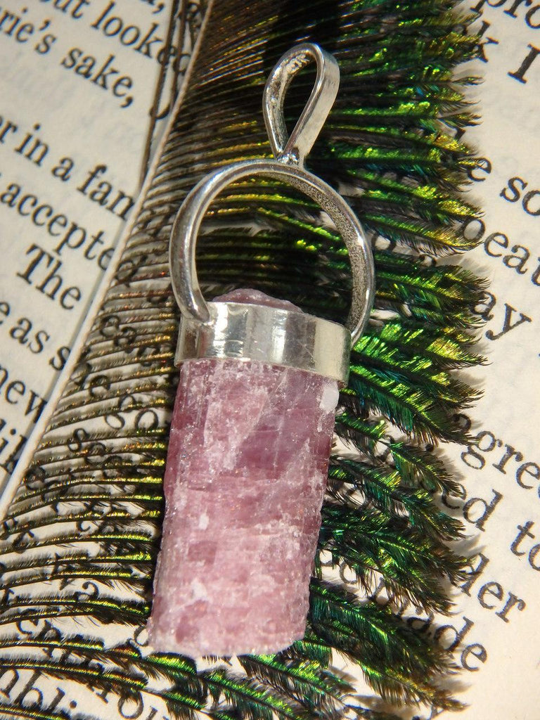 Lush & Unpolished Raspberry Pink Tourmaline Pendant in Sterling Silver (Includes Silver Chain) - Earth Family Crystals