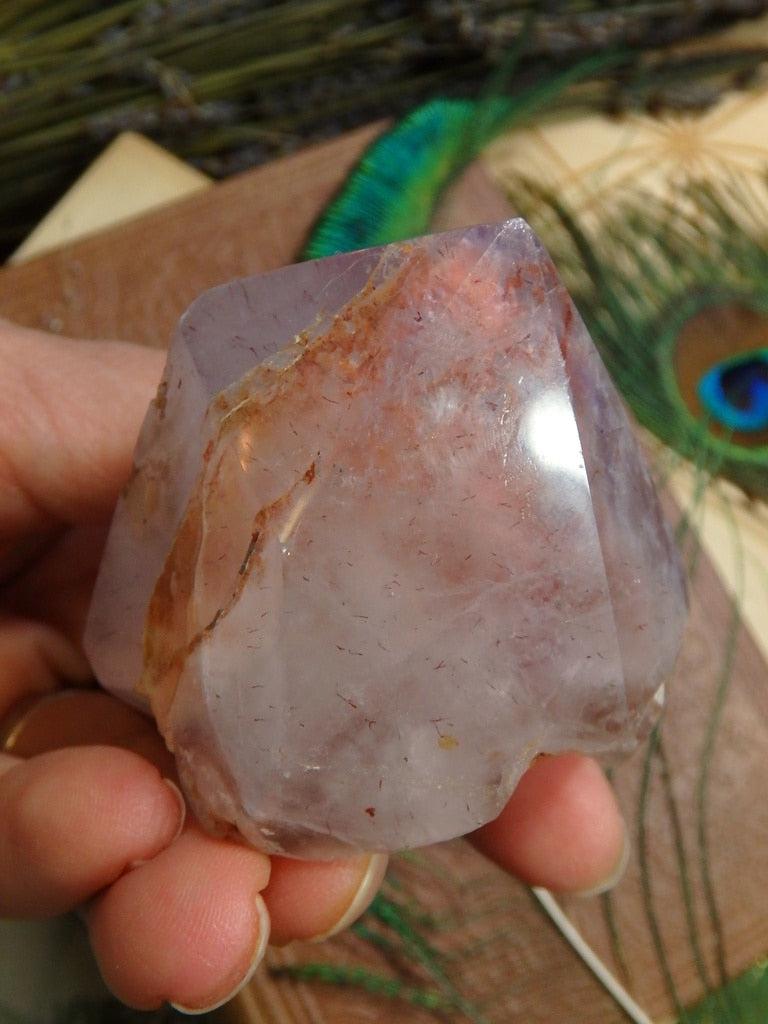 Partially Polished Amethyst Free-Form With Red Hematite Needles - Earth Family Crystals